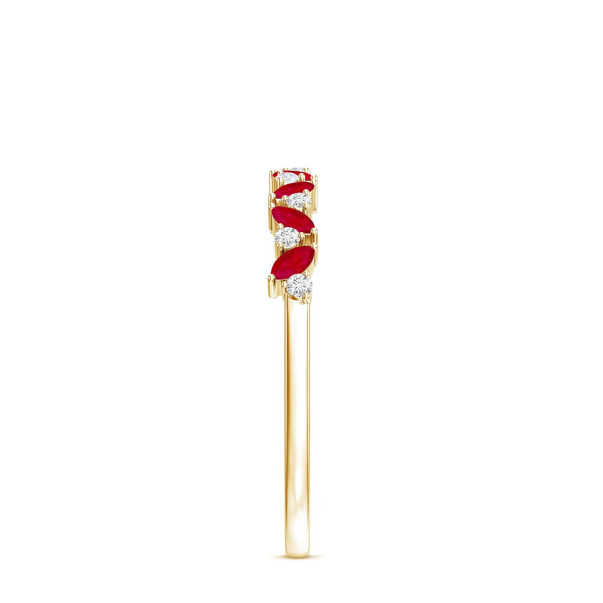 Rosec Jewels-Natural Marquise Ruby Half Eternity Ring with Diamond