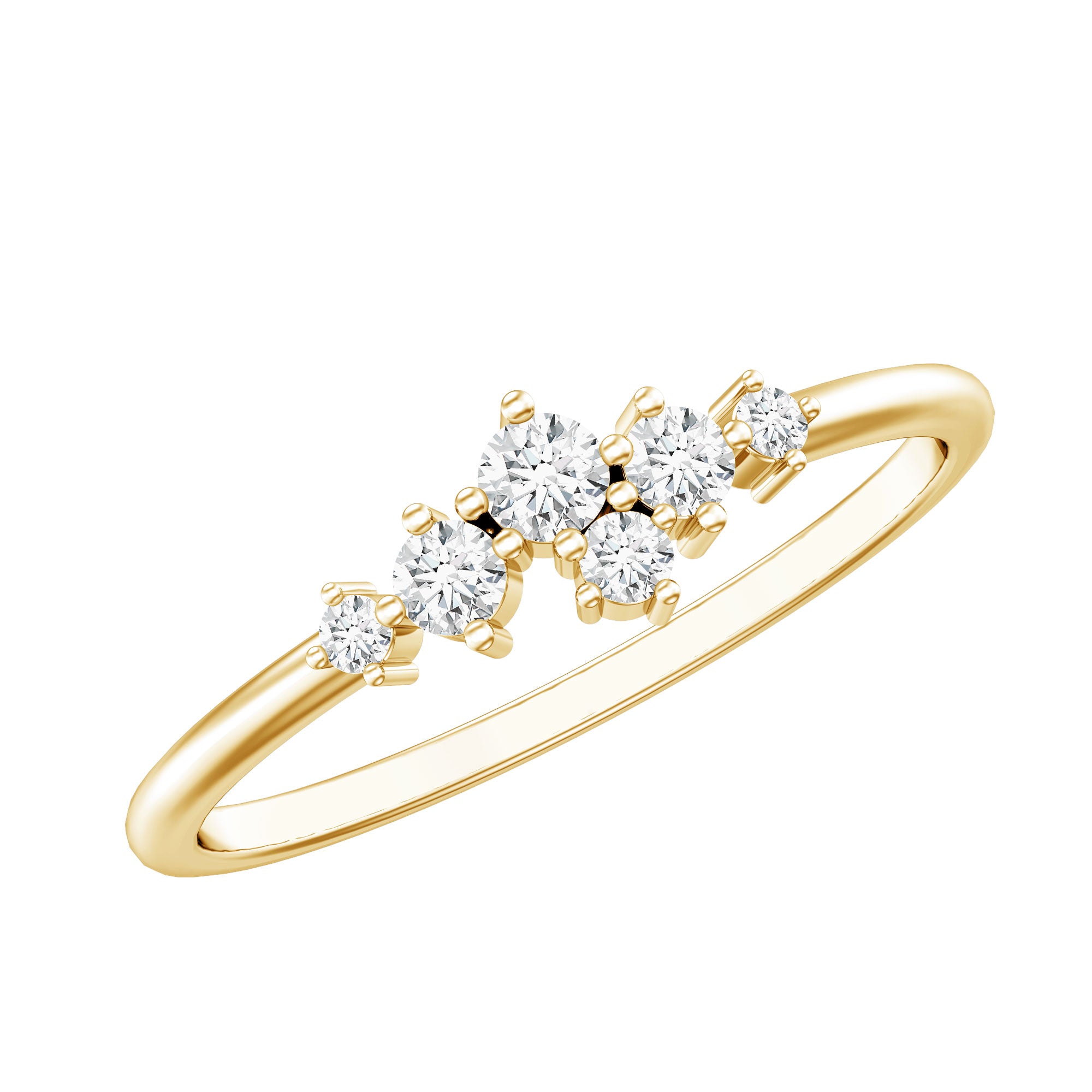 Certified Moissanite Cluster Promise Ring D-VS1 - Rosec Jewels