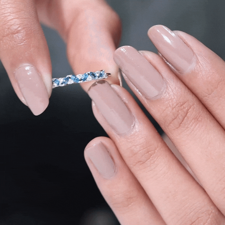 Marquise London Blue Topaz Anniversary Ring with Diamond AAA - Rosec Jewels