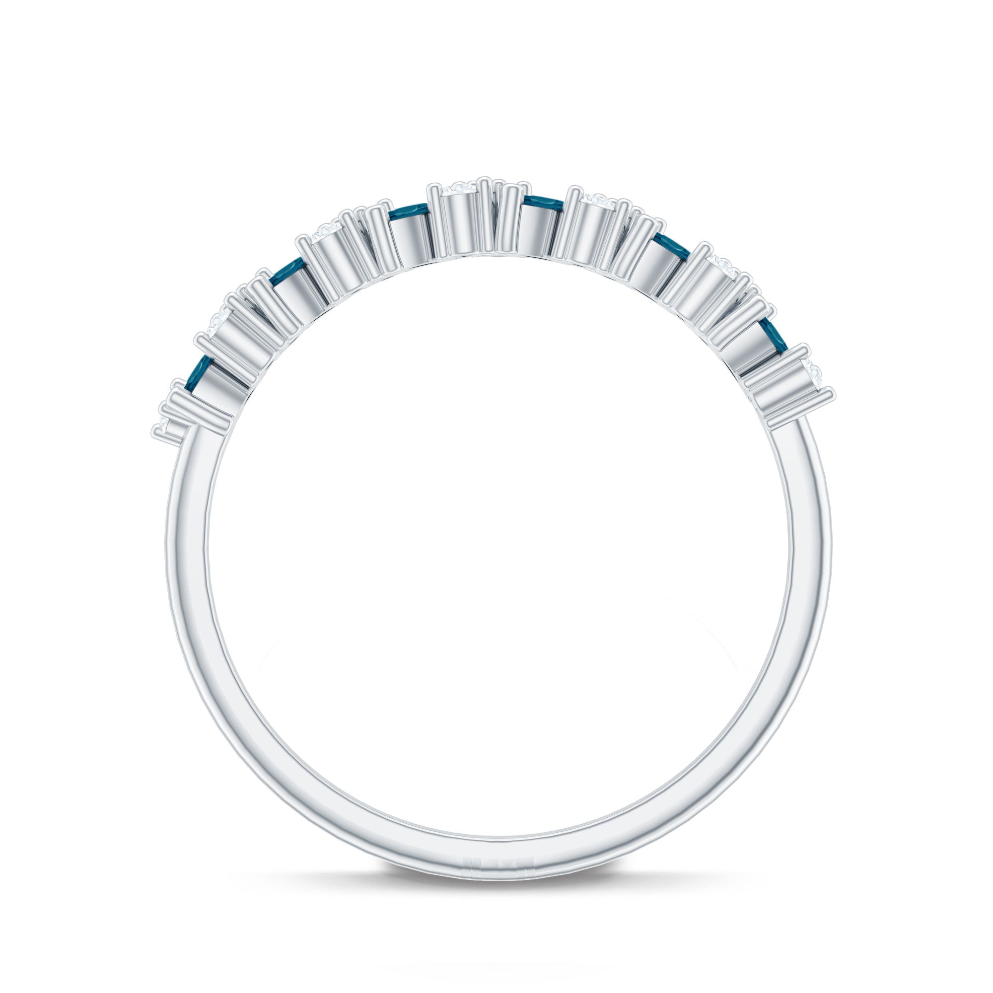 Marquise London Blue Topaz Anniversary Ring with Diamond AAA - Rosec Jewels