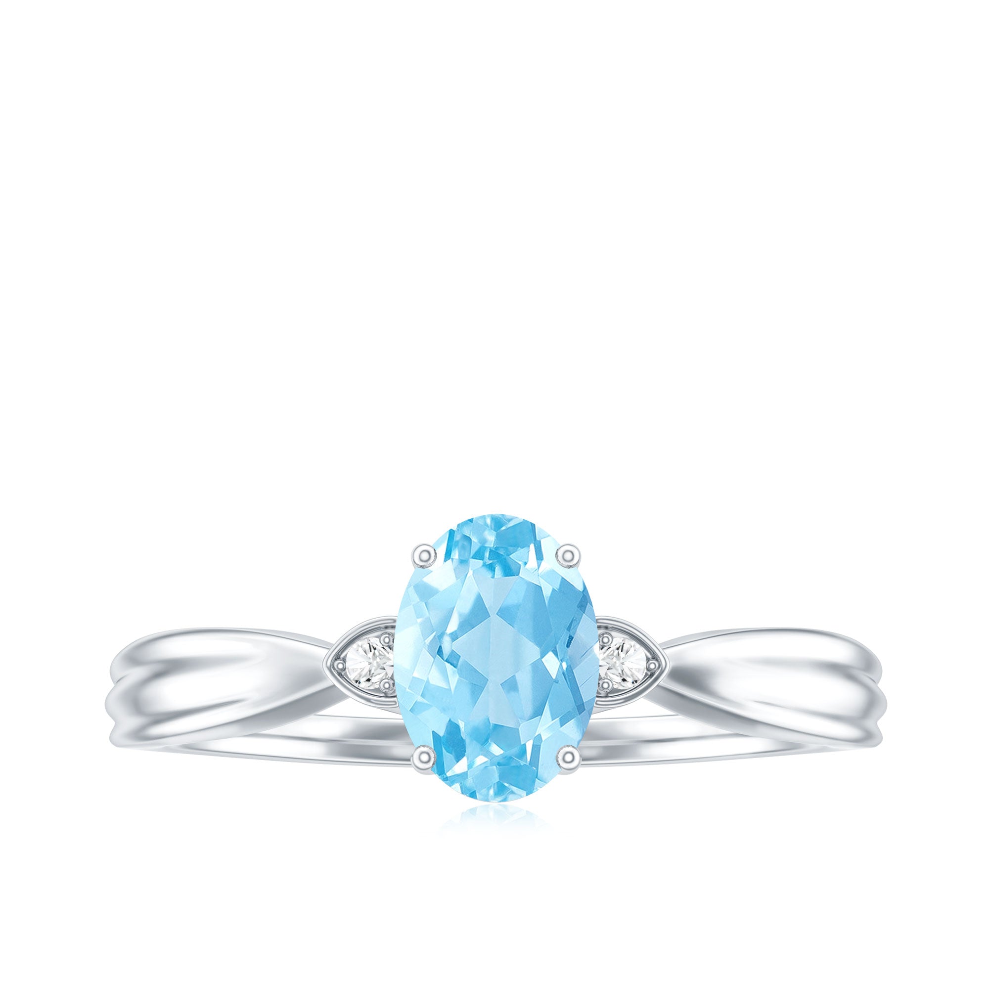 Certified Real Oval Aquamarine Engagement Ring for Women AAA - Rosec Jewels