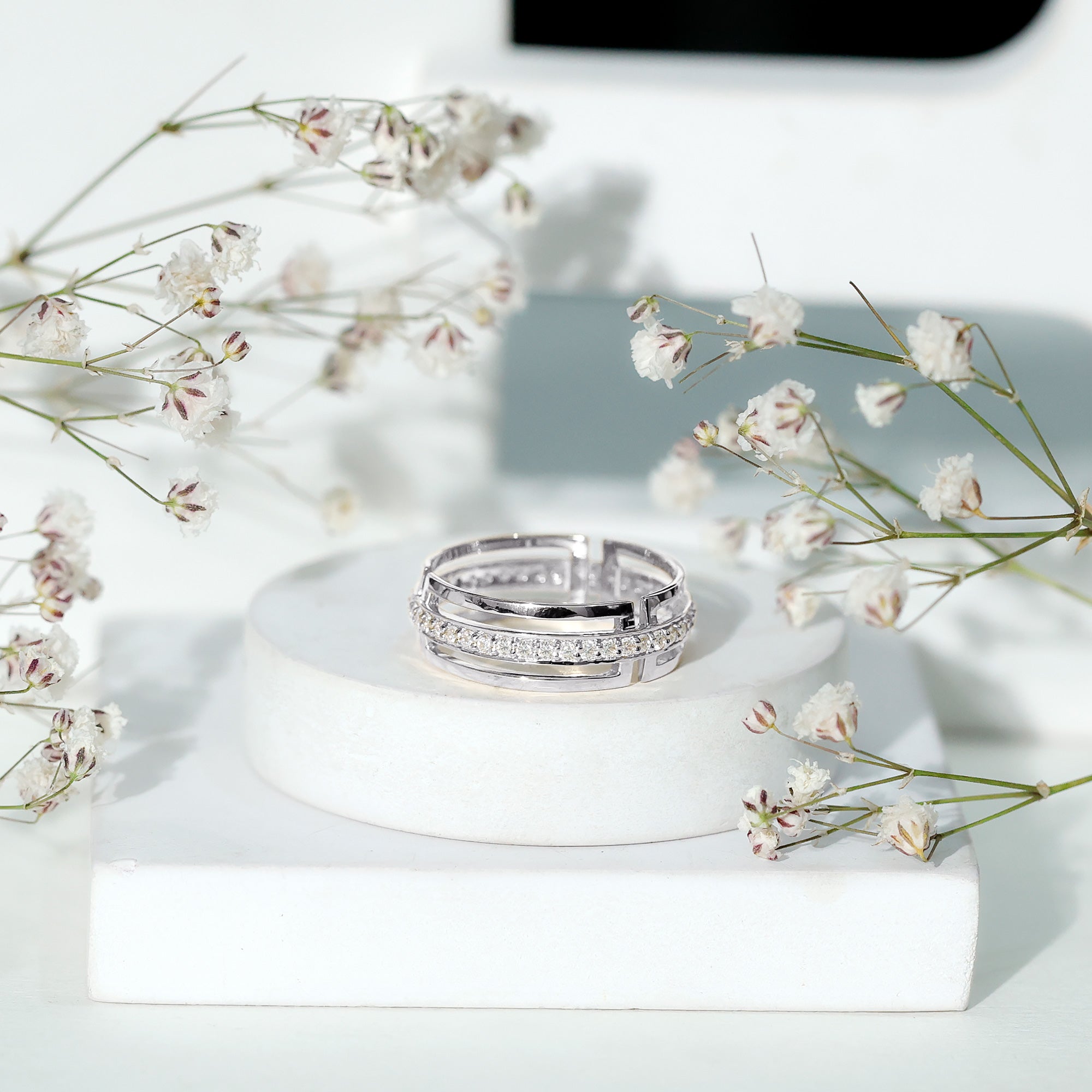 Moissanite Wedding Band in Pinpoint Setting D-VS1 - Rosec Jewels