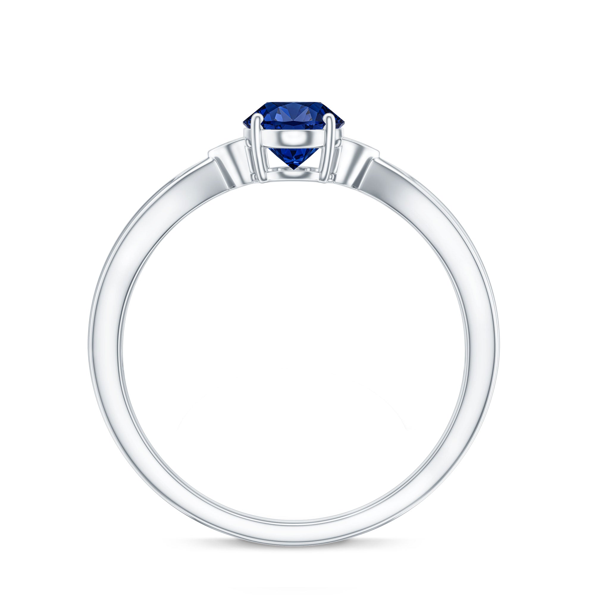 Certified 1 Carat Oval Lab Grown Blue Sapphire Solitaire Engagement Ring with Diamond AAAA - Rosec Jewels