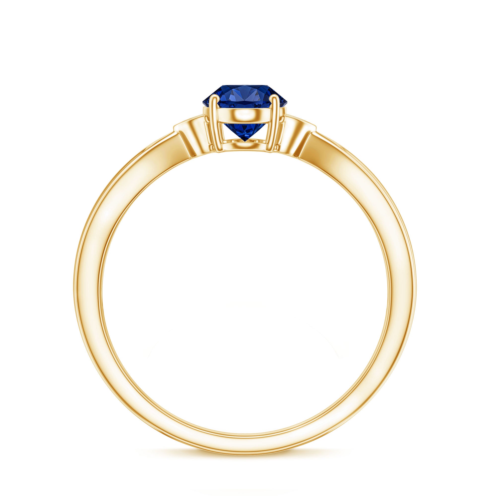 Certified 1 Carat Oval Lab Grown Blue Sapphire Solitaire Engagement Ring with Diamond AAAA - Rosec Jewels
