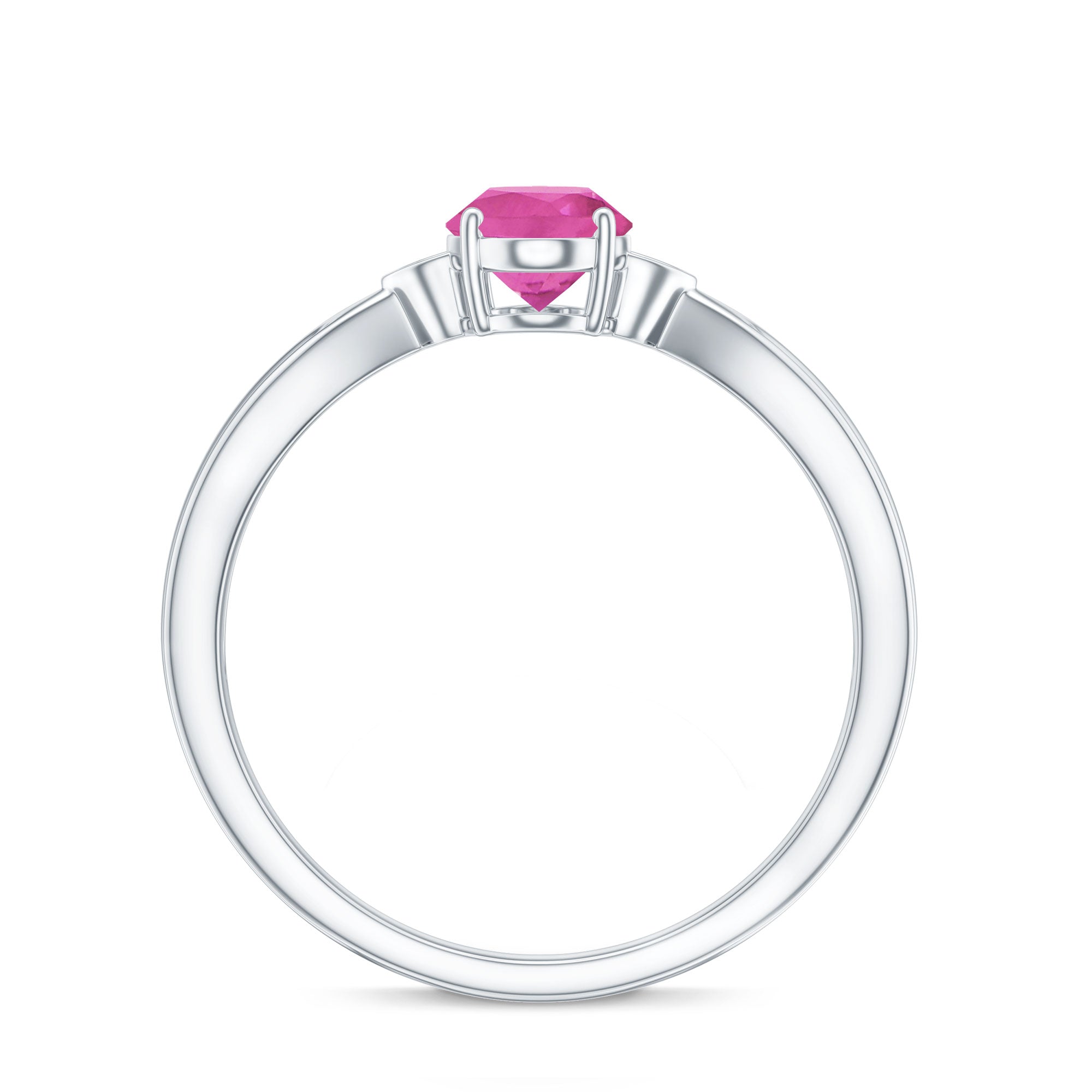 Oval Shape Pink Tourmaline Solitaire Ring with Diamond AAA - Rosec Jewels
