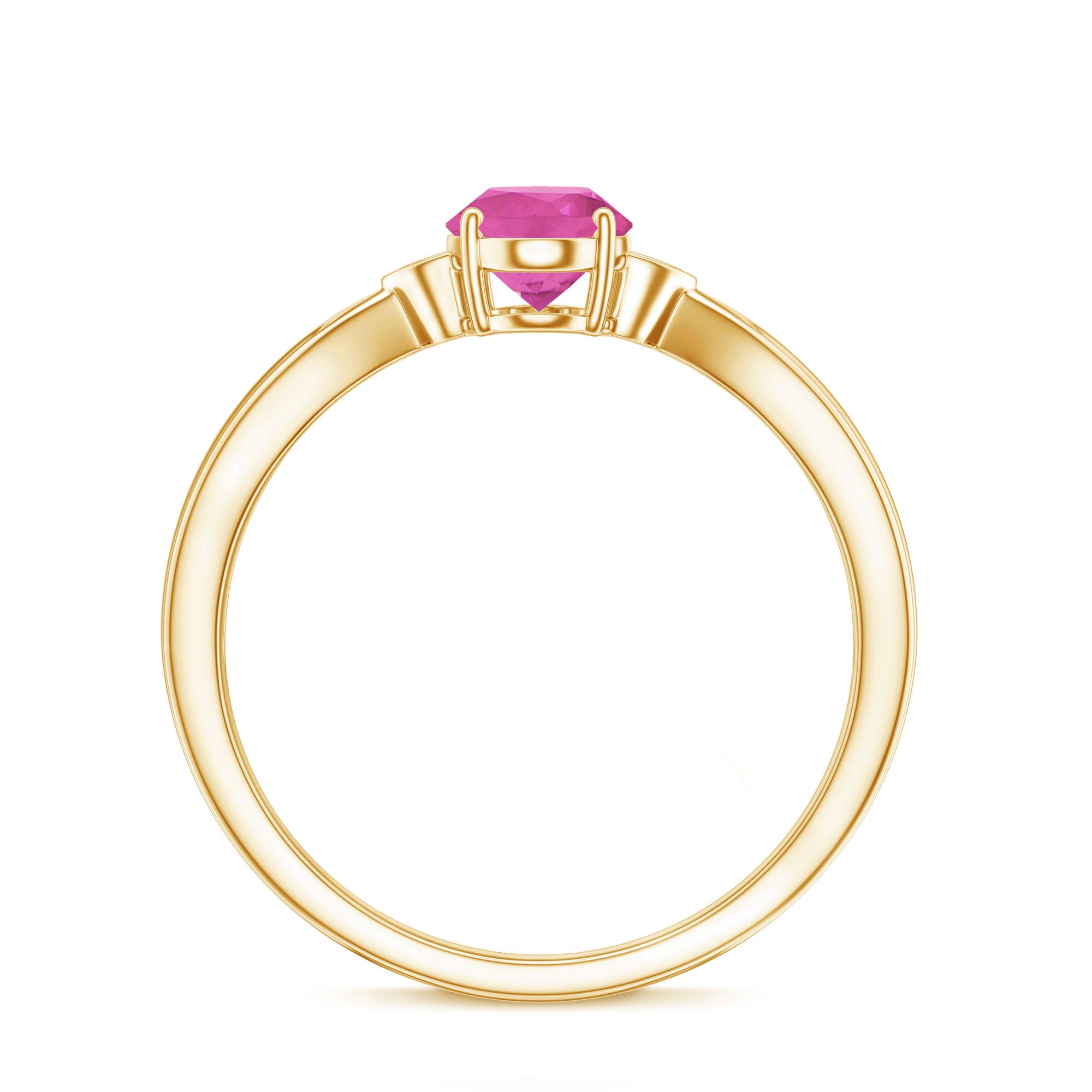 Oval Shape Pink Tourmaline Solitaire Ring with Diamond AAA - Rosec Jewels