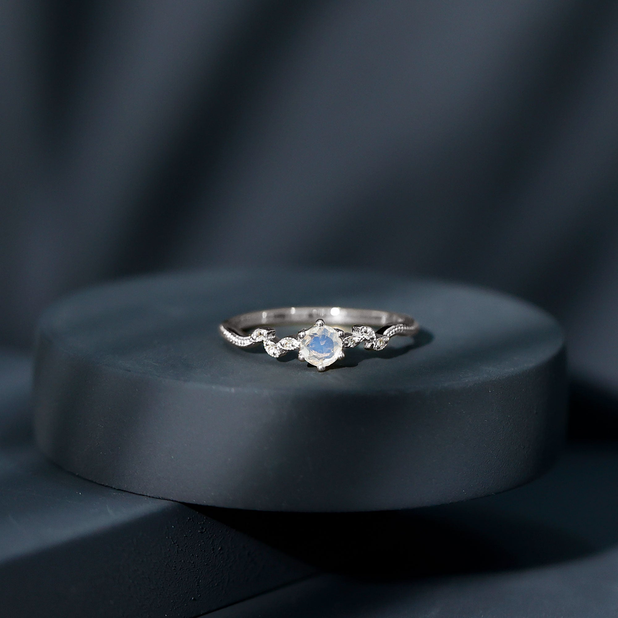 Rosec Jewels-Nature Inspired Moonstone Diamond Promise Ring for Women