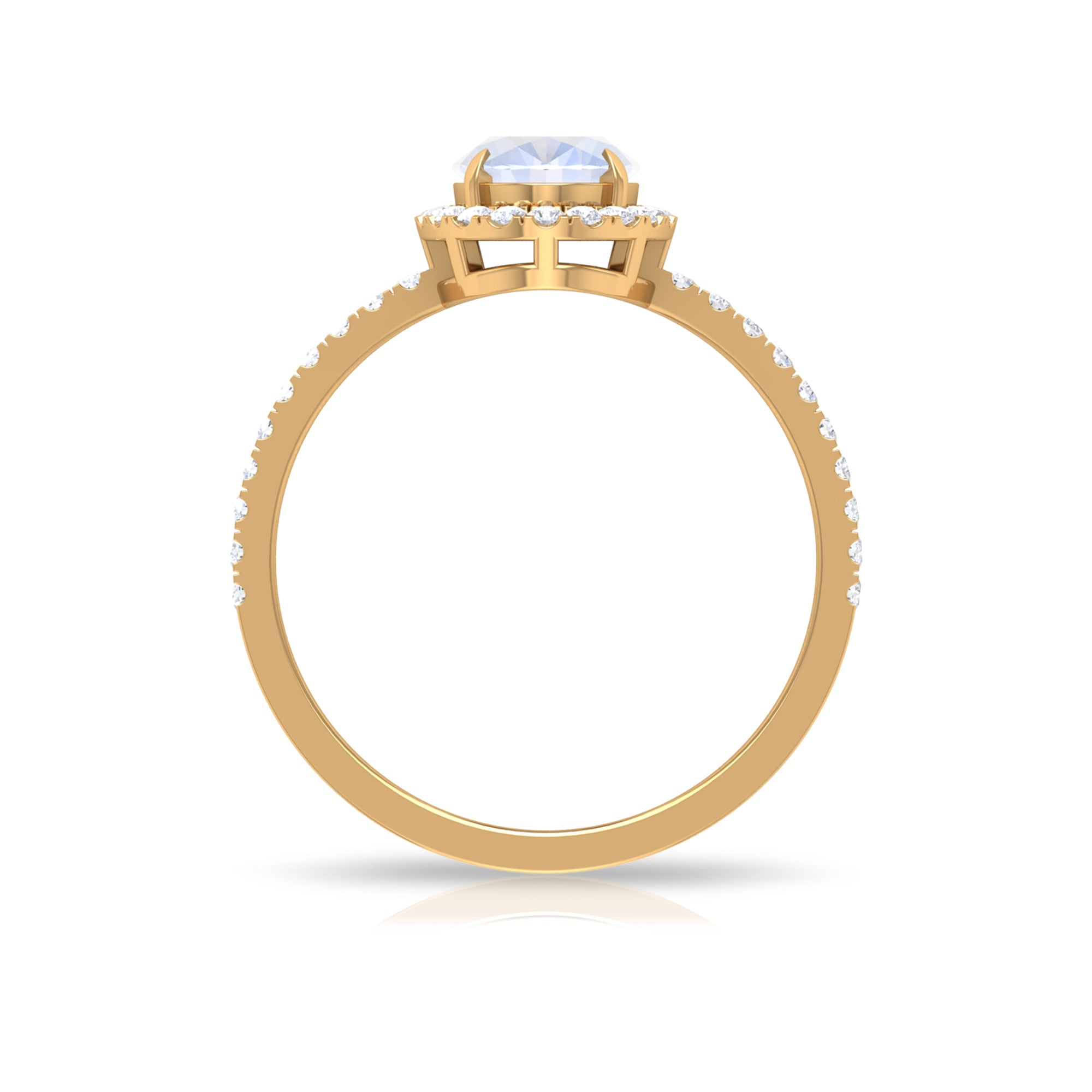 Oval Moonstone Engagement Ring with Diamond Halo AAA - Rosec Jewels