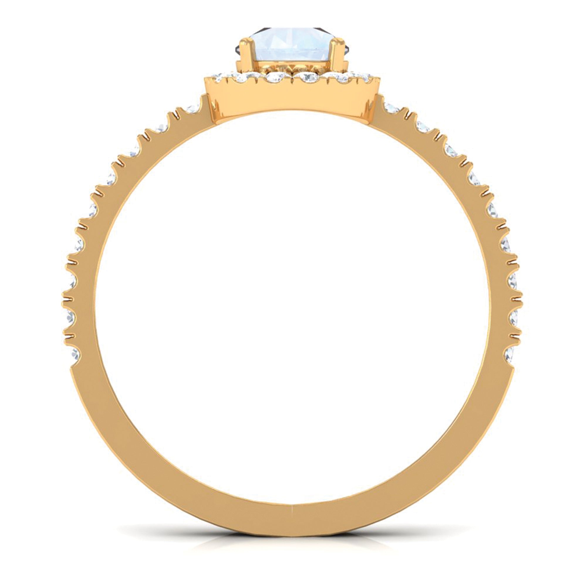 1.25 CT Pear Cut Moonstone Solitaire Simple Engagement Ring with Diamond Accent AAA - Rosec Jewels