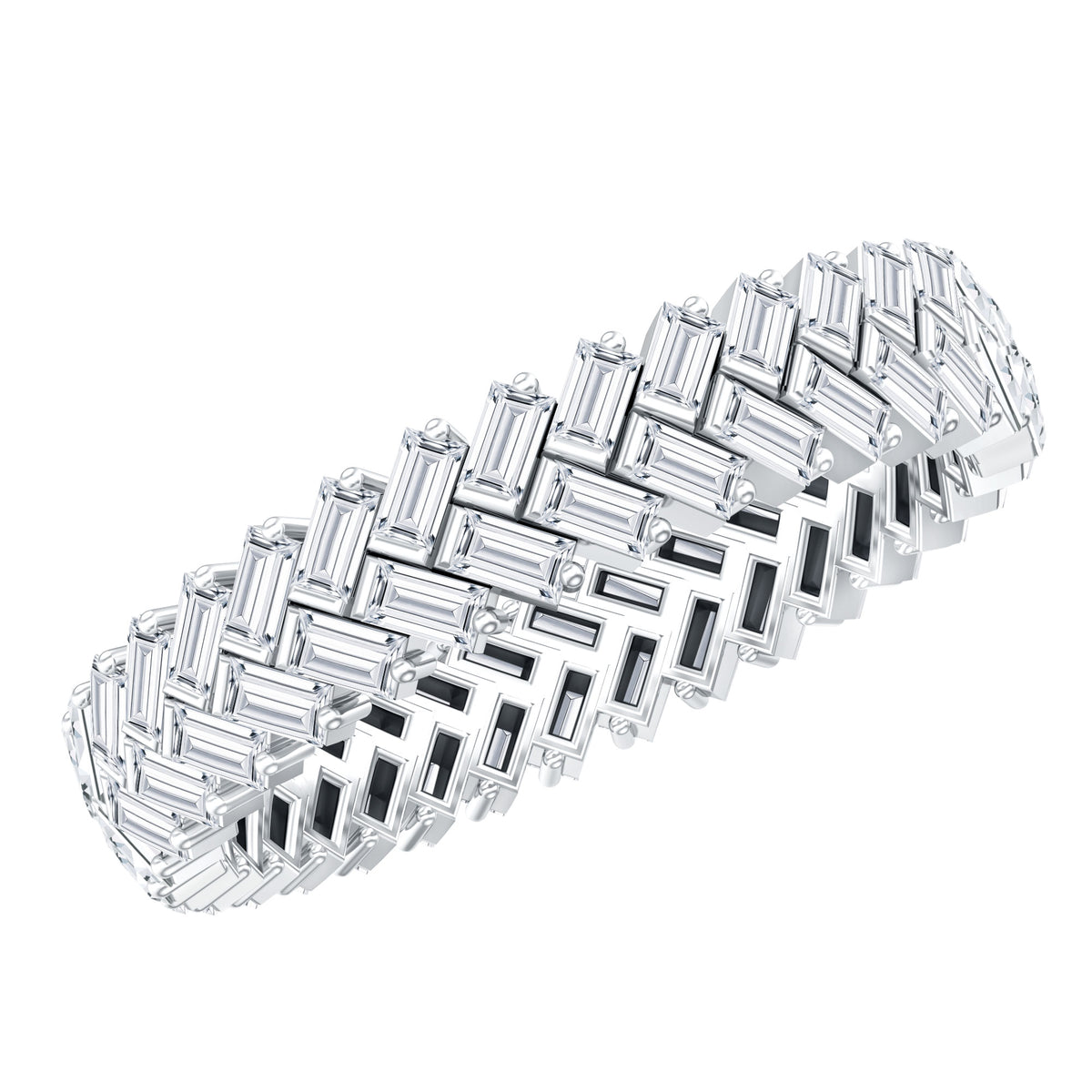 Baguette Cut Moissanite Eternity Band Ring D-VS1 - Rosec Jewels