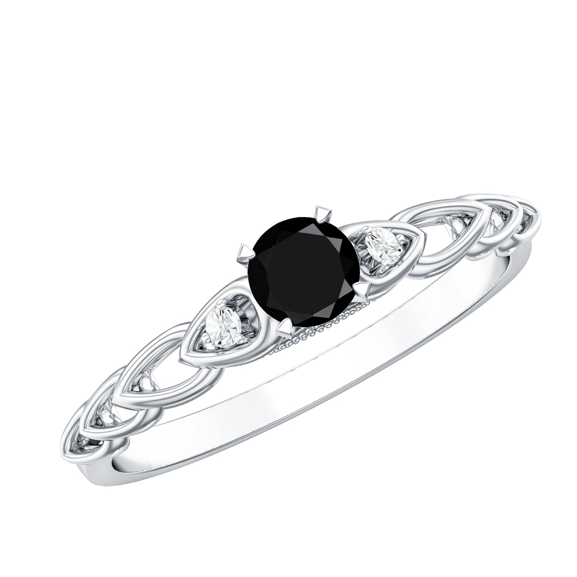 Certified 0.84 Carat Lab Grown Black Diamond Promise Ring with White Diamond AAAA ( Synthetic ) - Rosec Jewels