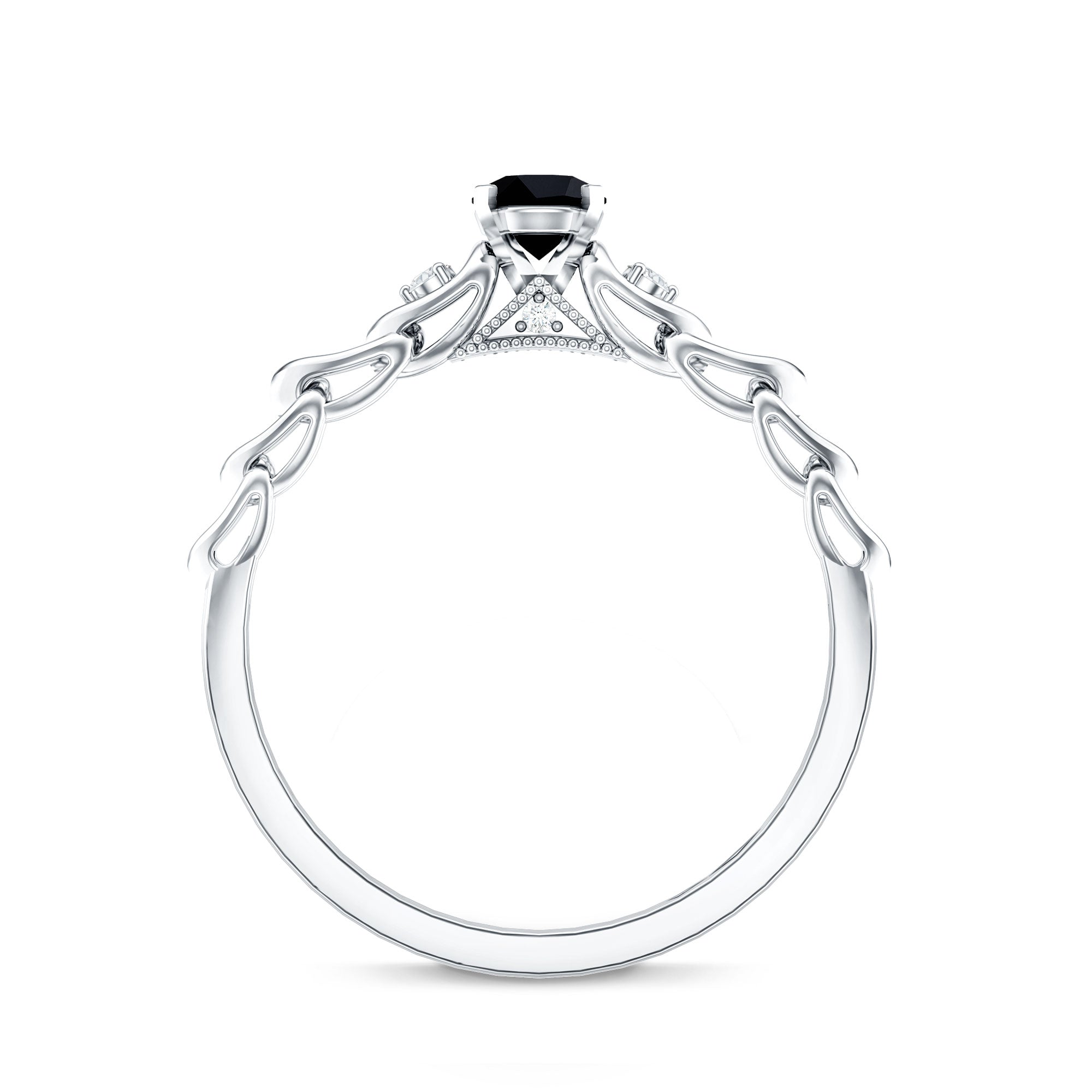 Certified 0.84 Carat Lab Grown Black Diamond Promise Ring with White Diamond AAAA ( Synthetic ) - Rosec Jewels