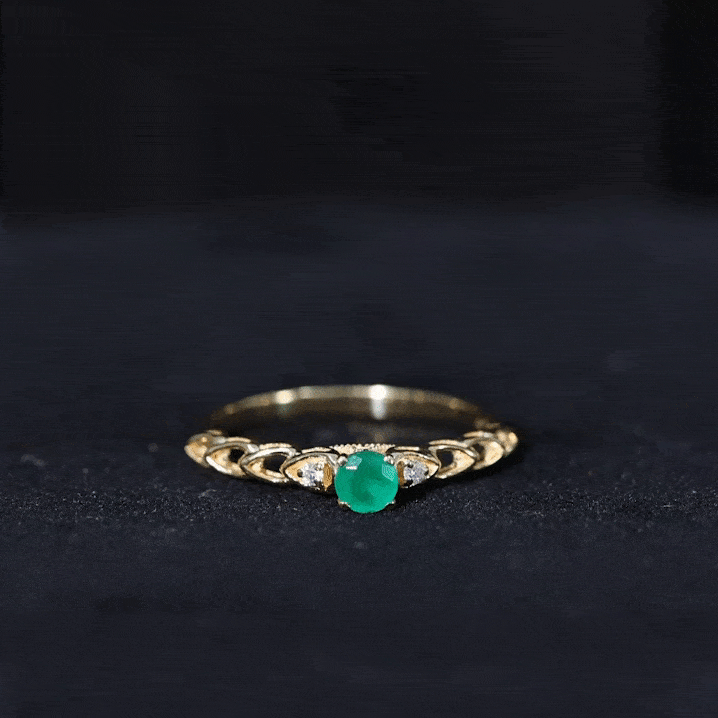Genuine Emerald and Diamond Designer Promise Ring AAA - Rosec Jewels