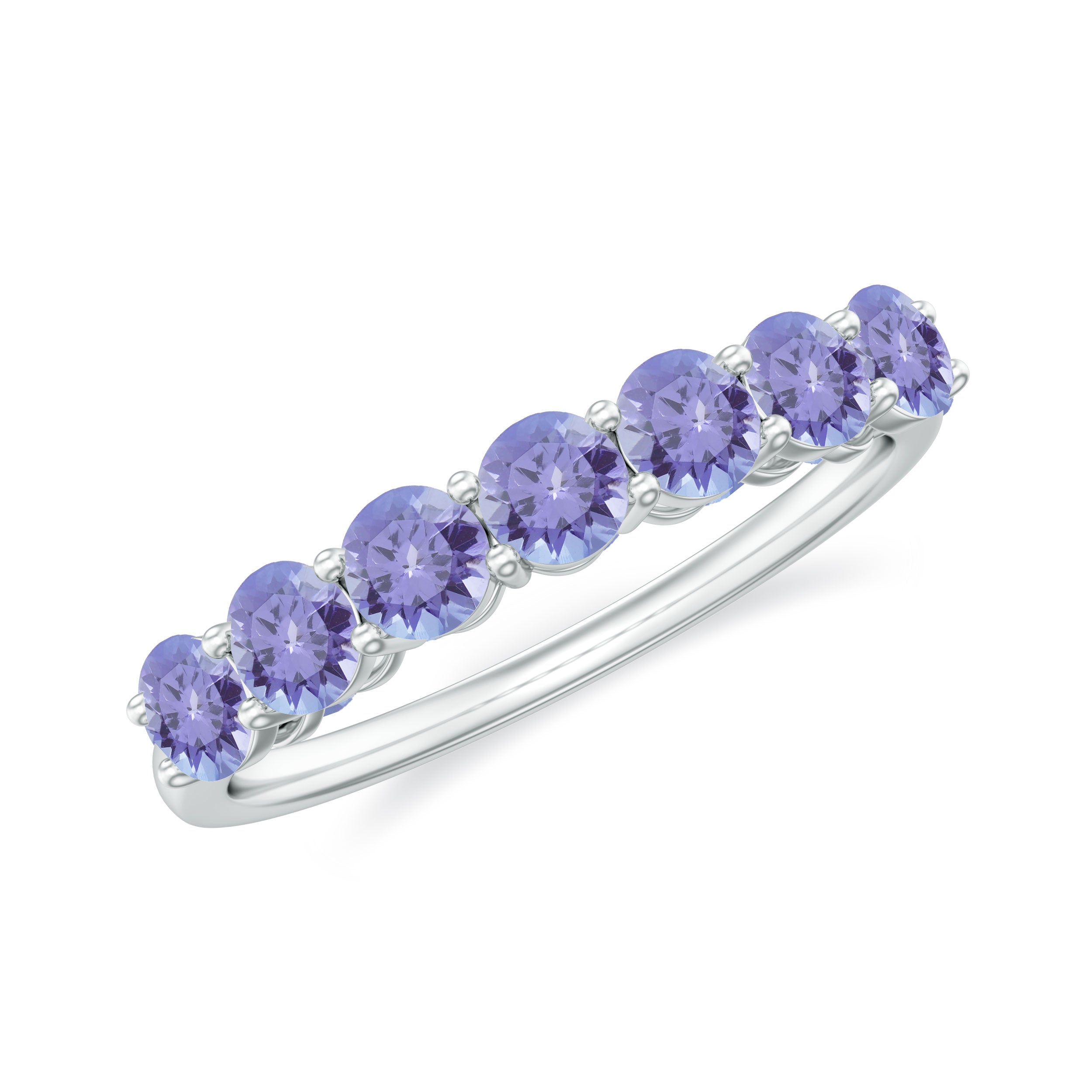Round Tanzanite Seven Stone Half Eternity Ring