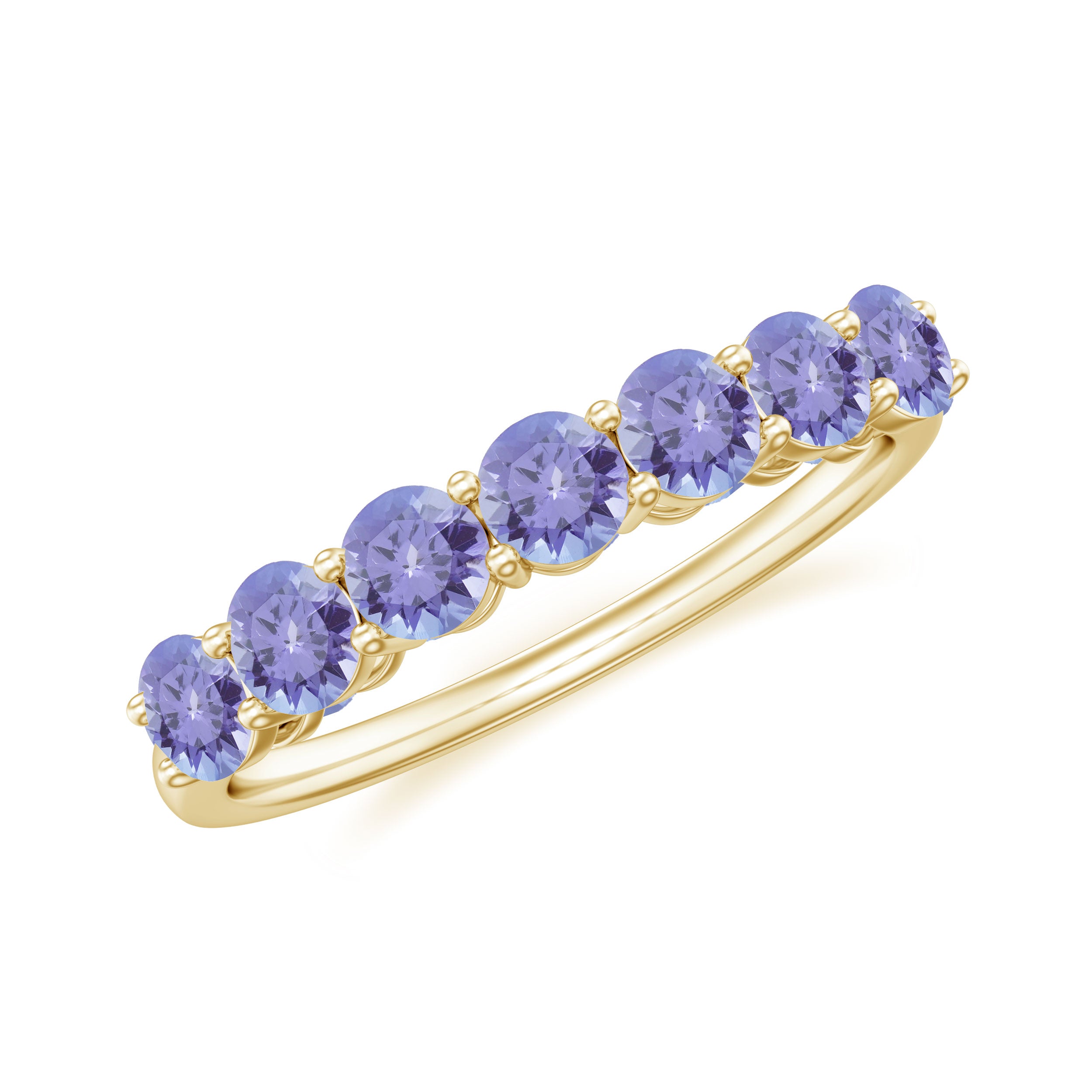 Certified Real Tanzanite Half Eternity Ring for Anniversary AAA - Rosec Jewels