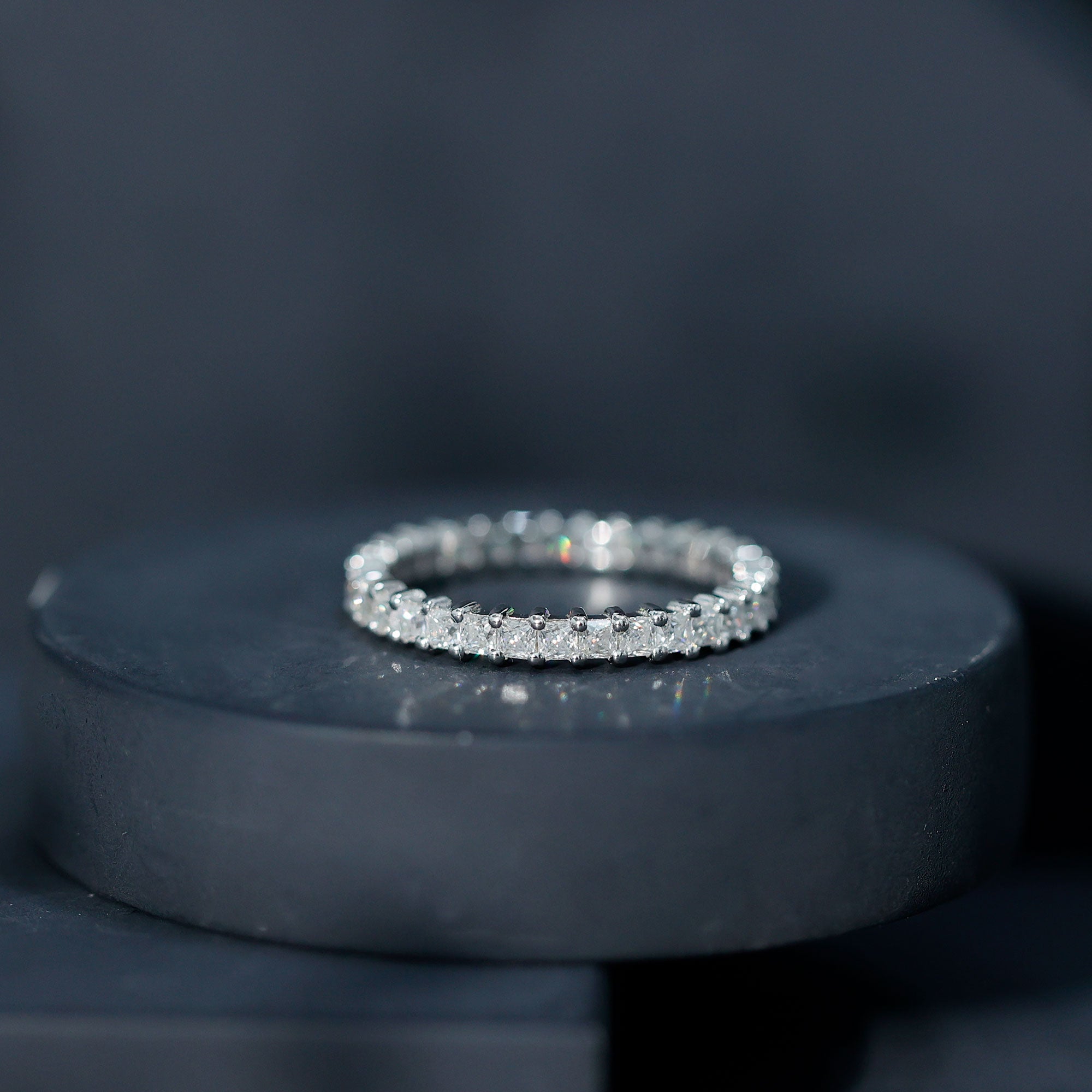 Princess Cut Moissanite Stackable Eternity Band Ring D-VS1 - Rosec Jewels
