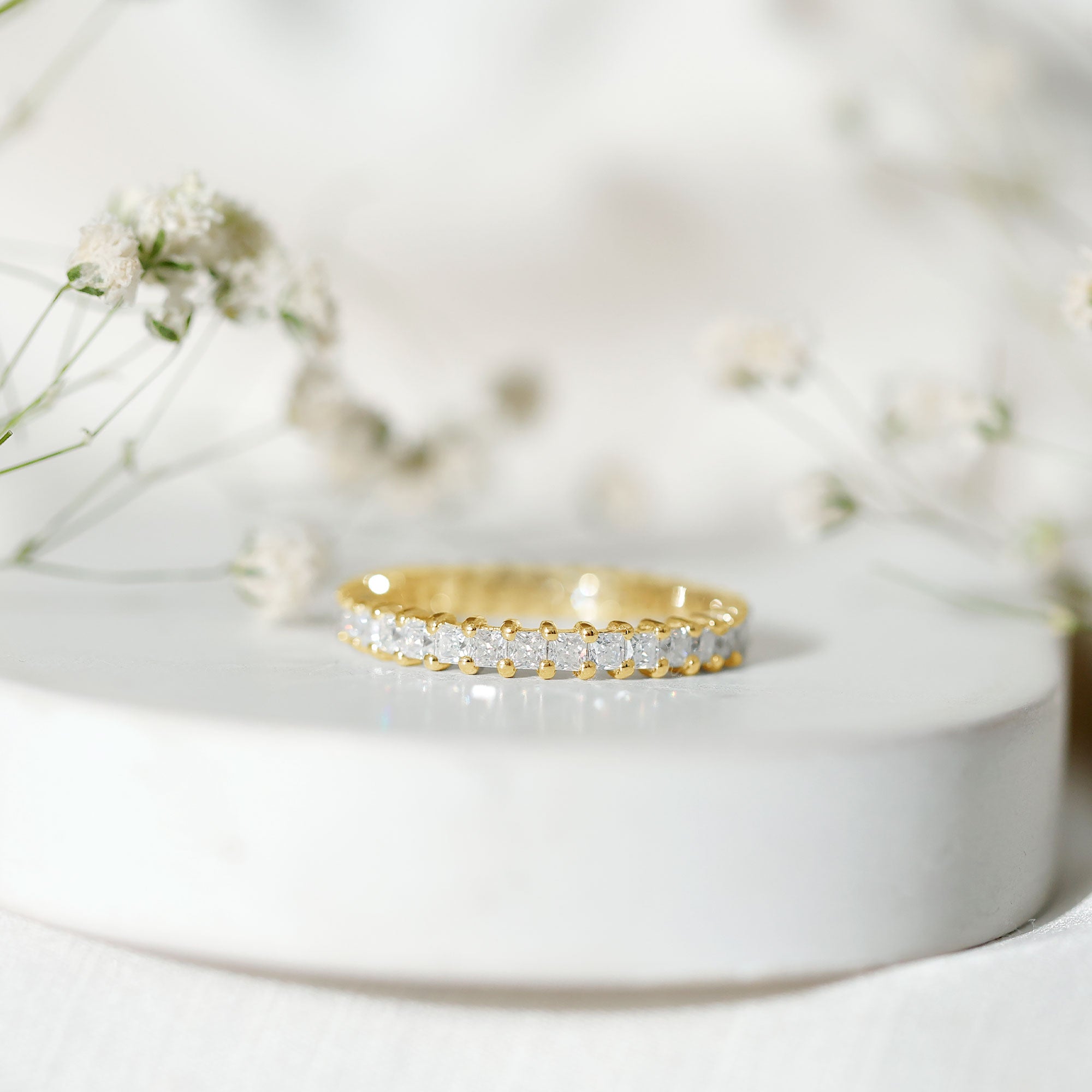 Princess Cut Moissanite Stackable Eternity Band Ring D-VS1 - Rosec Jewels