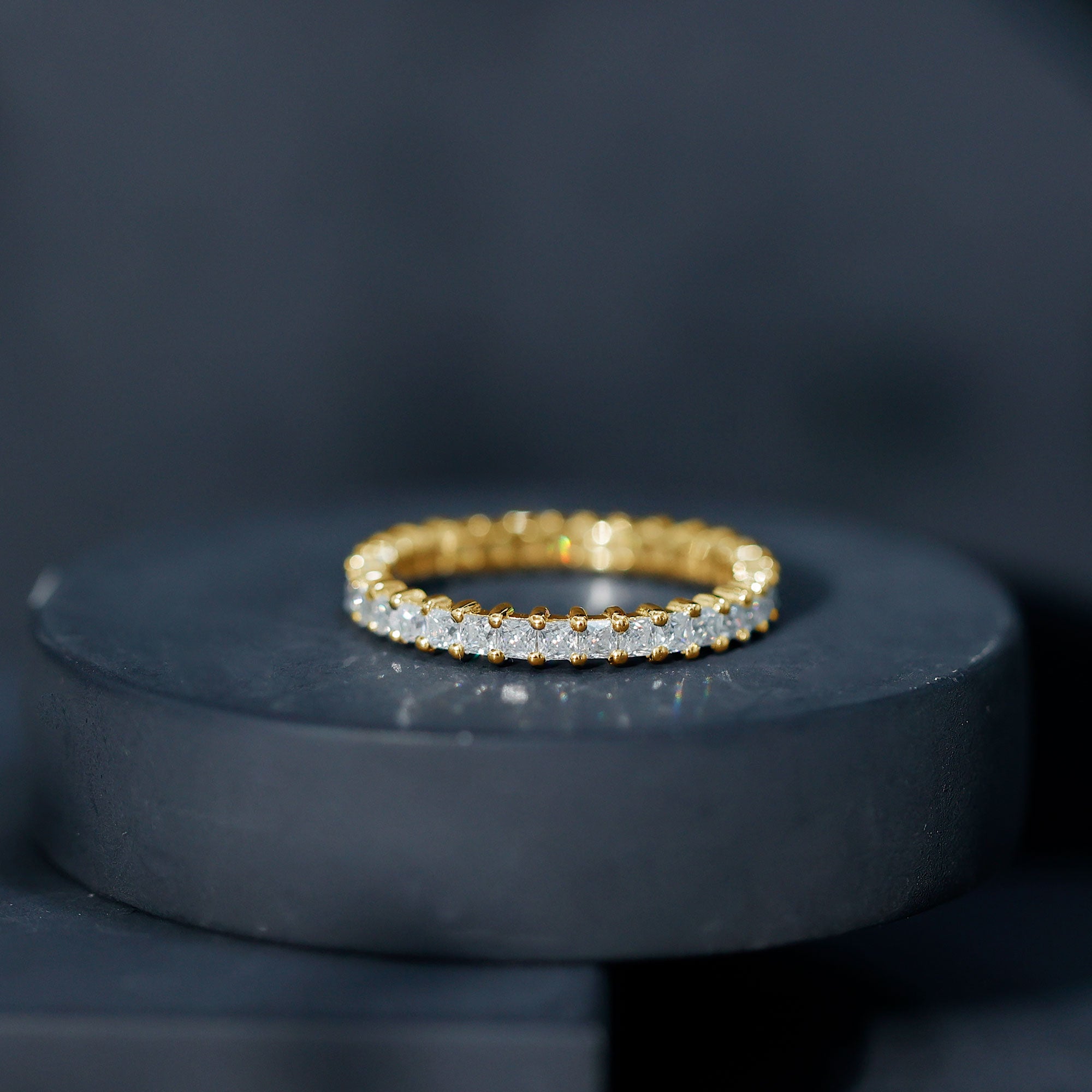 Princess Cut Moissanite Stackable Eternity Band Ring D-VS1 - Rosec Jewels