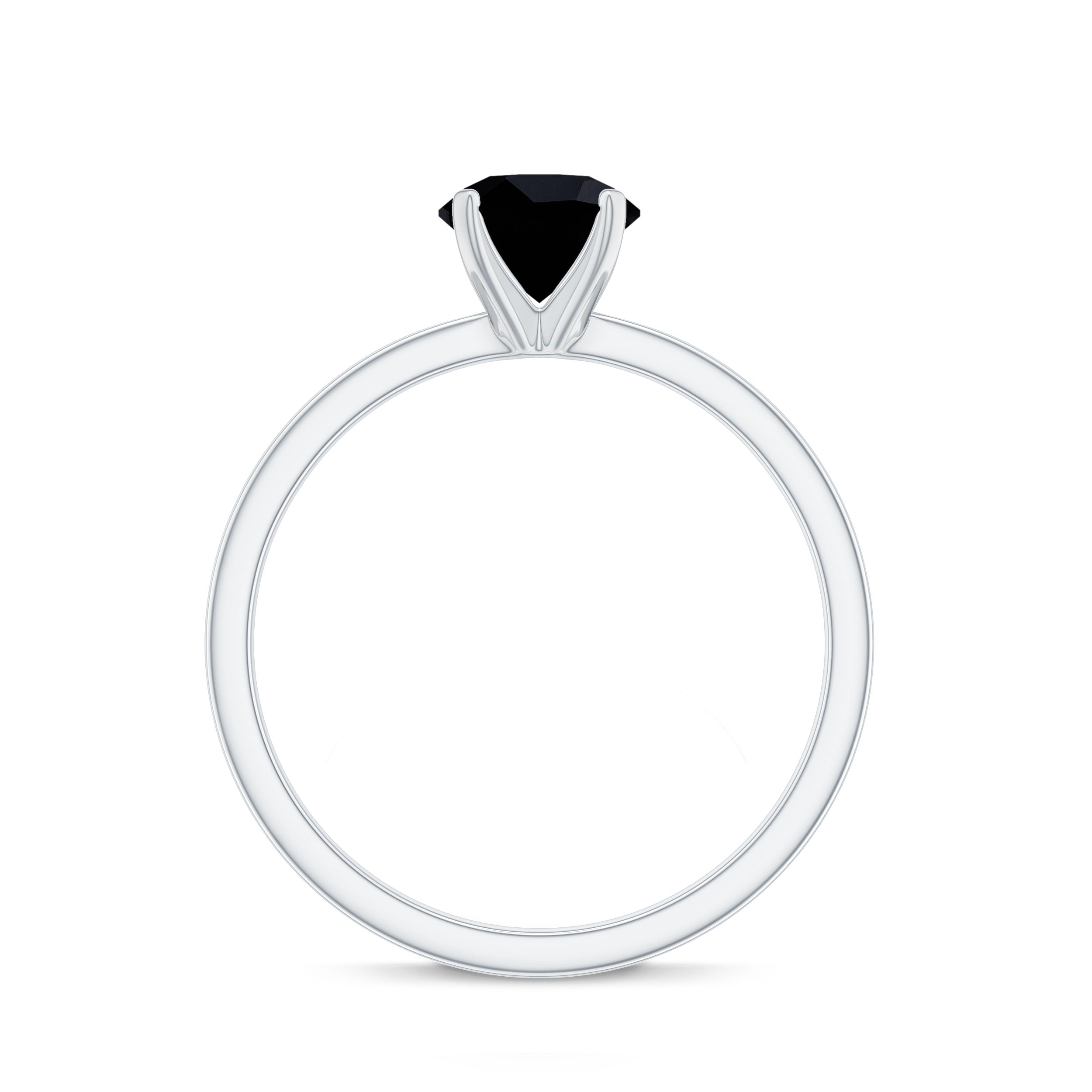 Natural 2 Carat Black Onyx Engagement Ring For Women AAA - Rosec Jewels