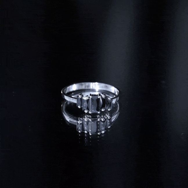 Baguette Cut Black Onyx 5 Stone Anniversary Ring AAA - Rosec Jewels