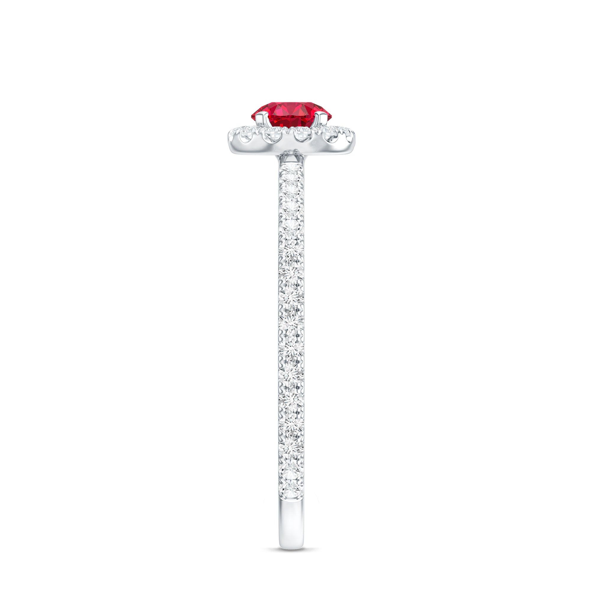 Certified Lab Grown Ruby and Diamond Halo Engagement Ring AAAA - Rosec Jewels