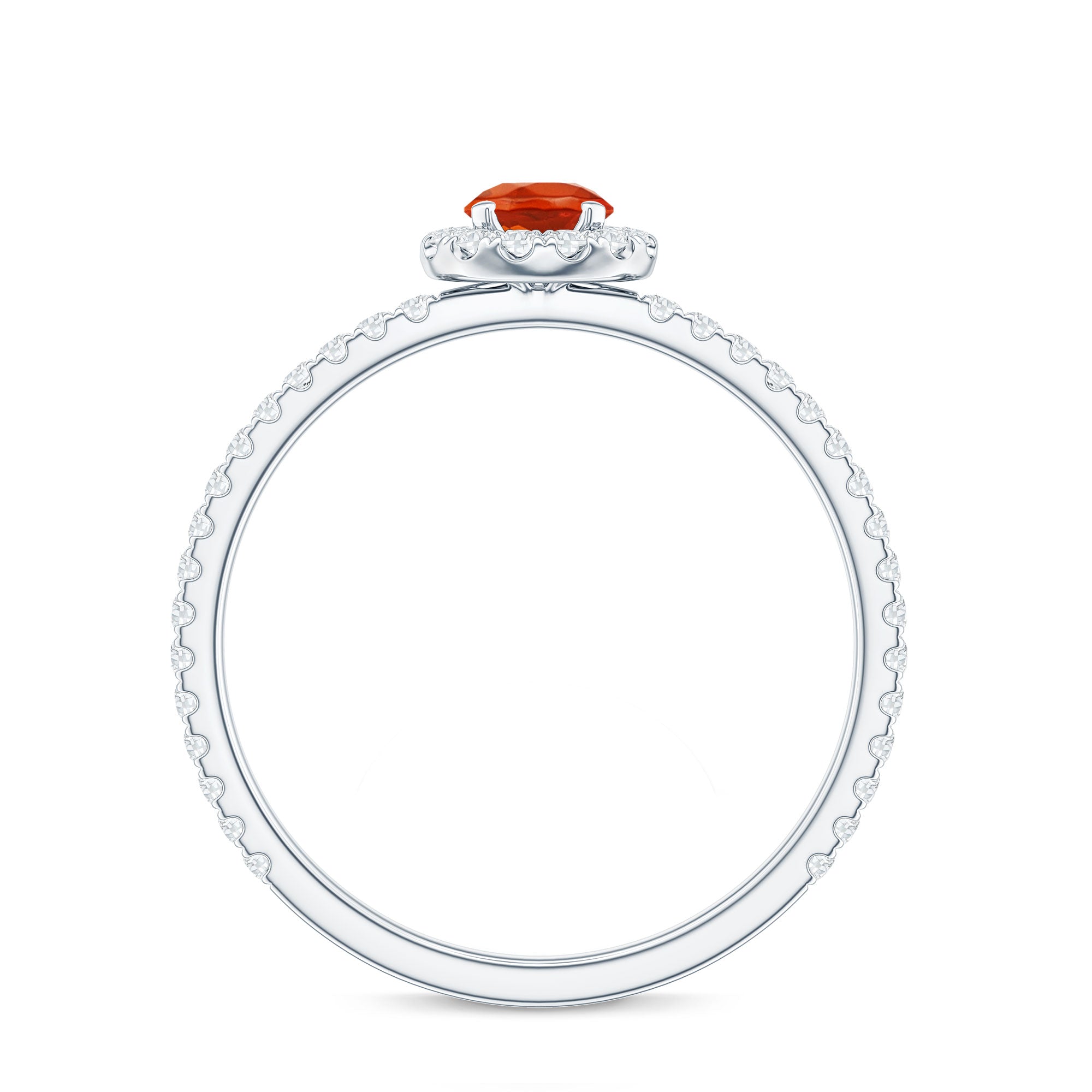 Rosec Jewels-Round Fire Opal Minimal Engagement Ring with Diamond