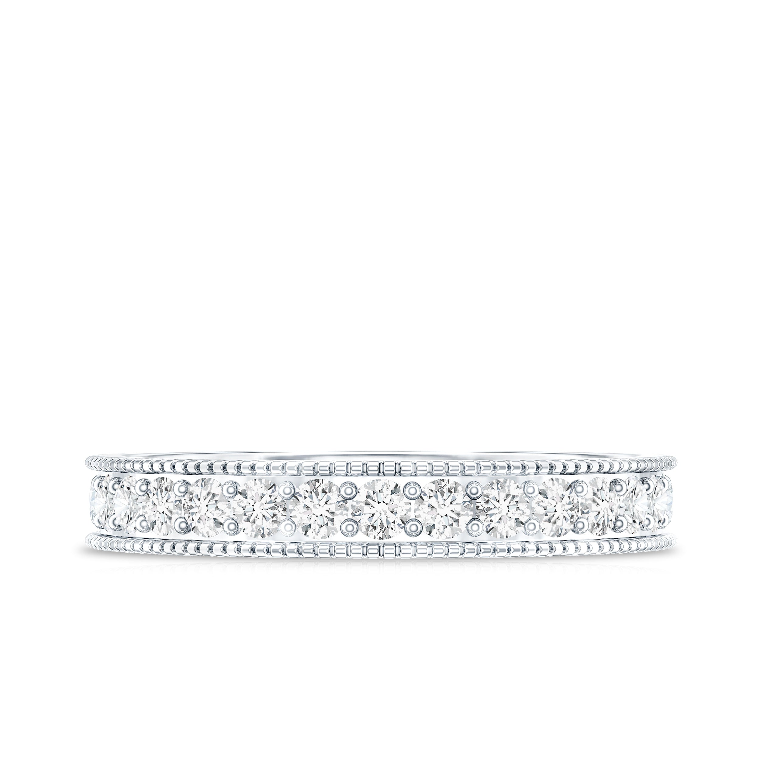 Moissanite Band Ring with Milgrain Detailing D-VS1 - Rosec Jewels