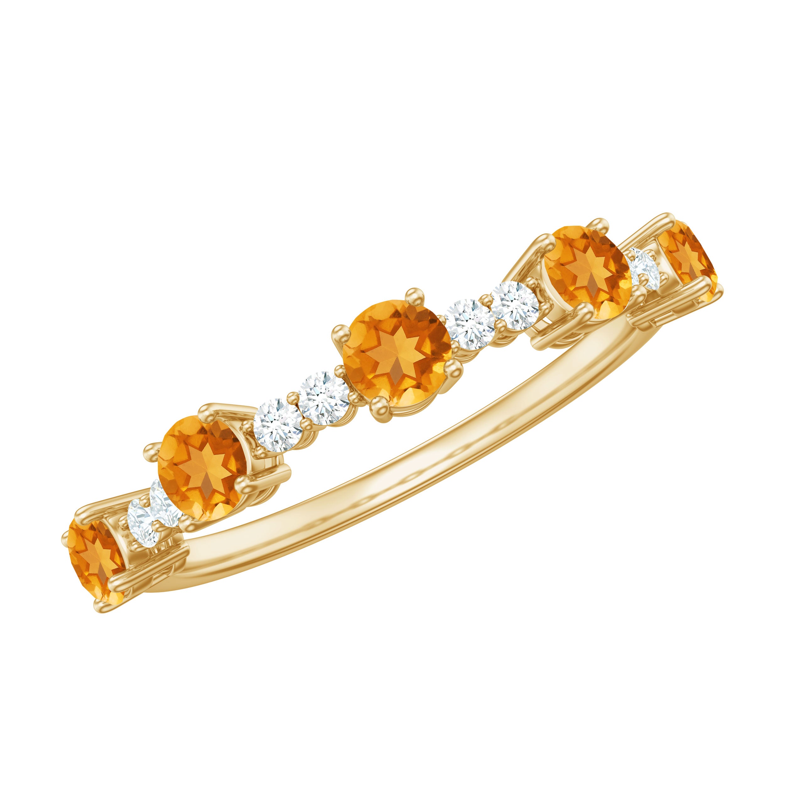 Natural Citrine Diamond Half Eternity Ring for Anniversary AAA - Rosec Jewels