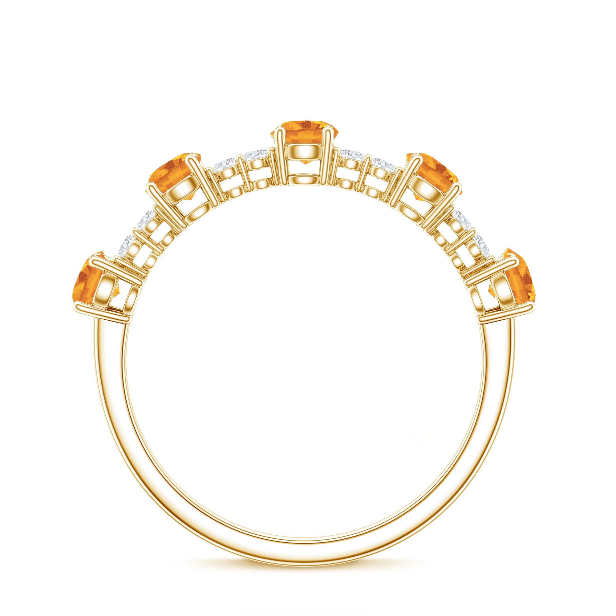 Natural Citrine Diamond Half Eternity Ring for Anniversary AAA - Rosec Jewels