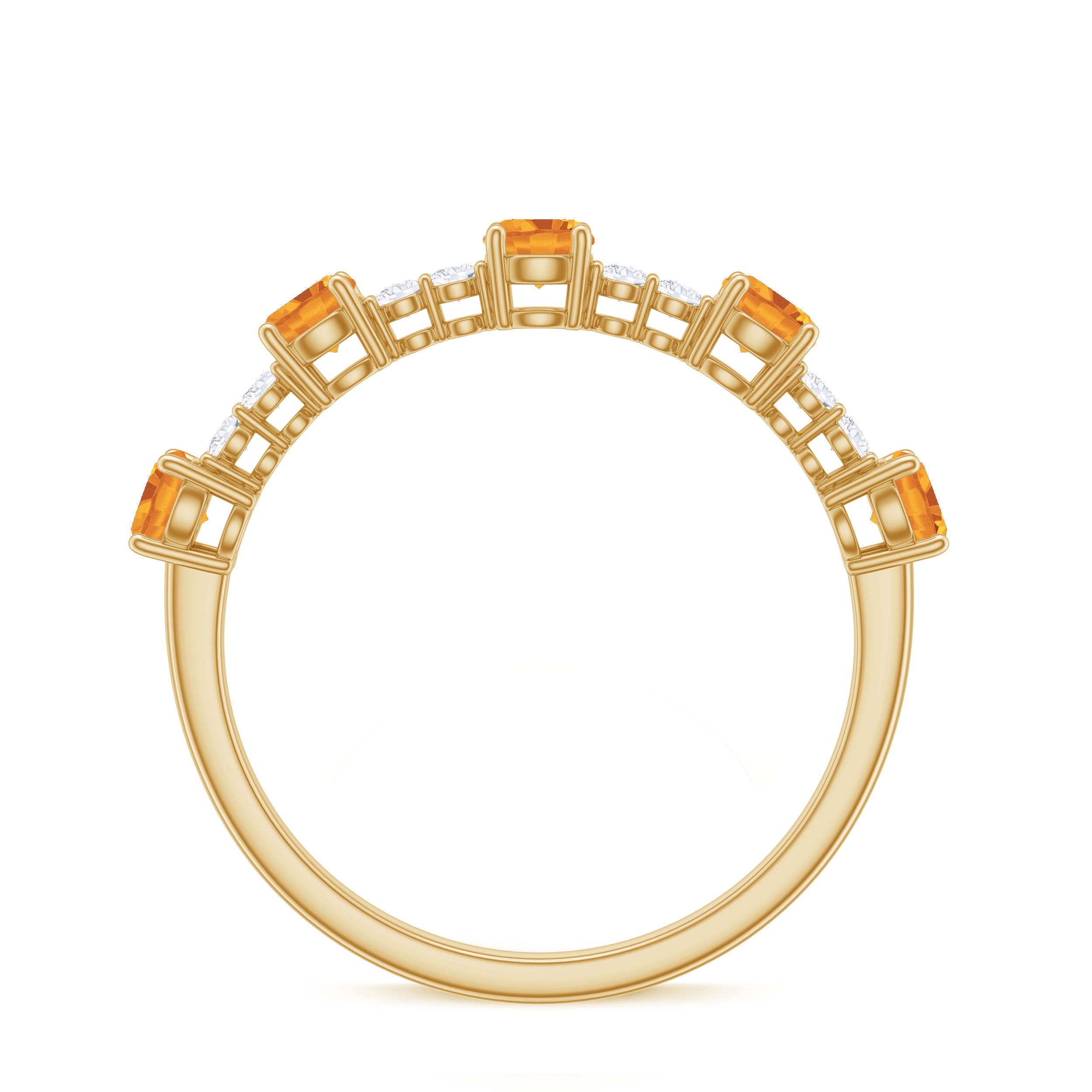 Rosec Jewels-Natural Citrine Diamond Half Eternity Ring for Anniversary