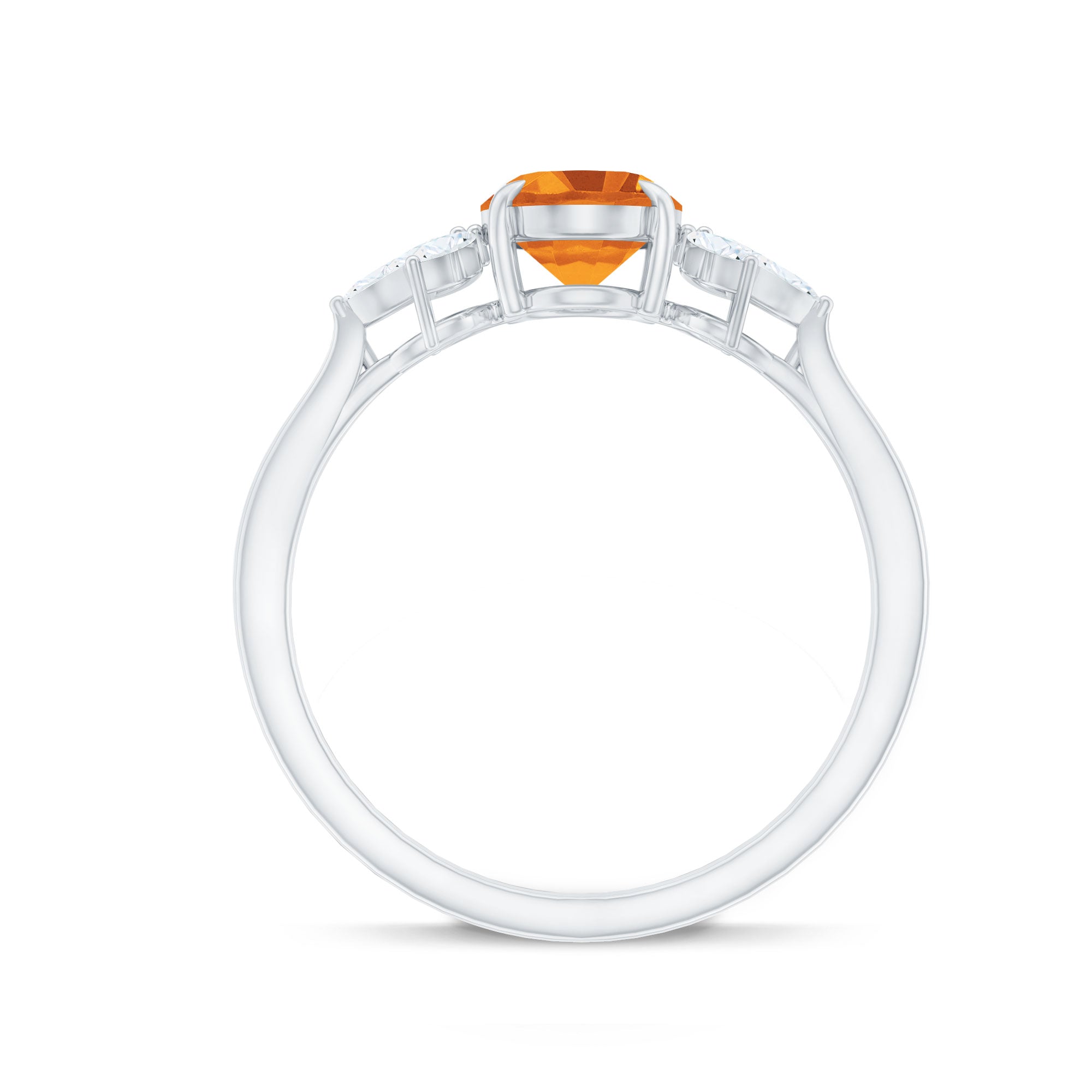Certified Real 6X8mm Citrine Oval Engagement Ring with Diamond Trio AAA - Rosec Jewels