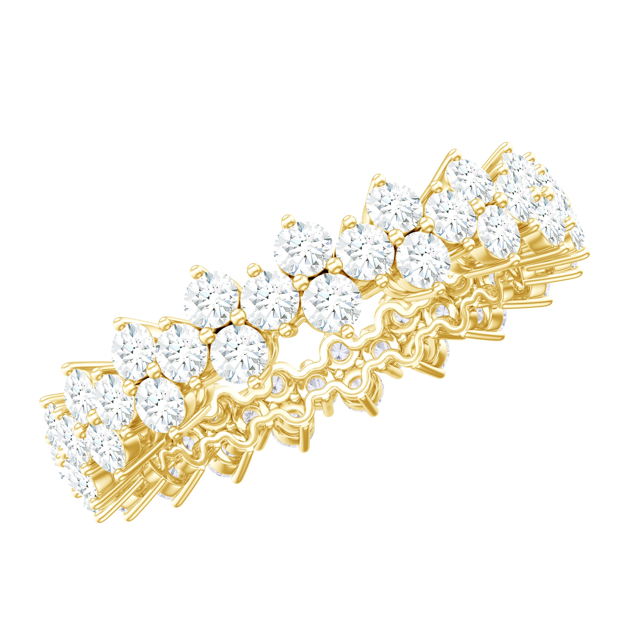 Cluster Wedding Band for Women with Moissanite D-VS1 - Rosec Jewels