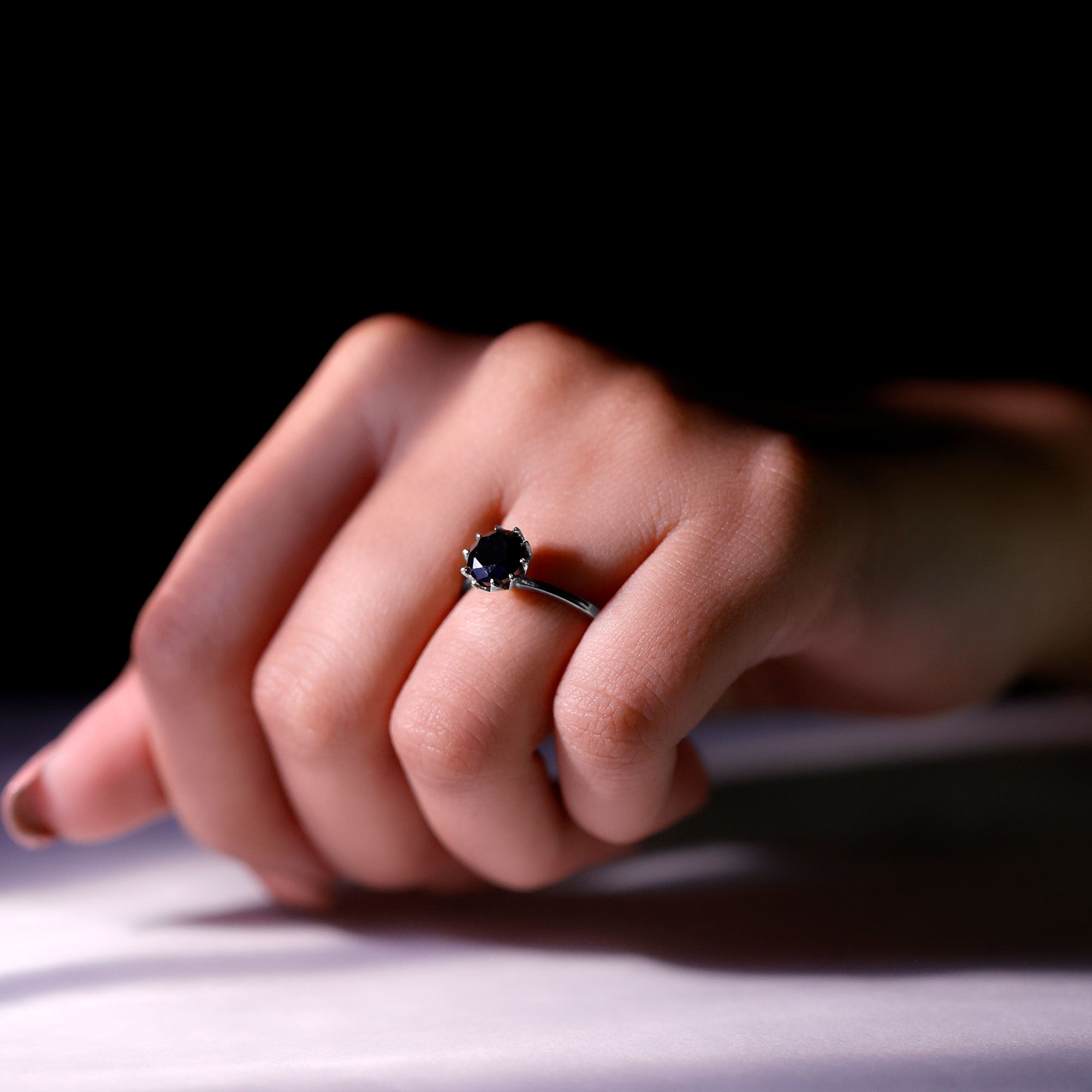 Certified 2 Carat Lab Grown Black Diamond Solitaire Engagement Ring AAAA ( Synthetic ) - Rosec Jewels