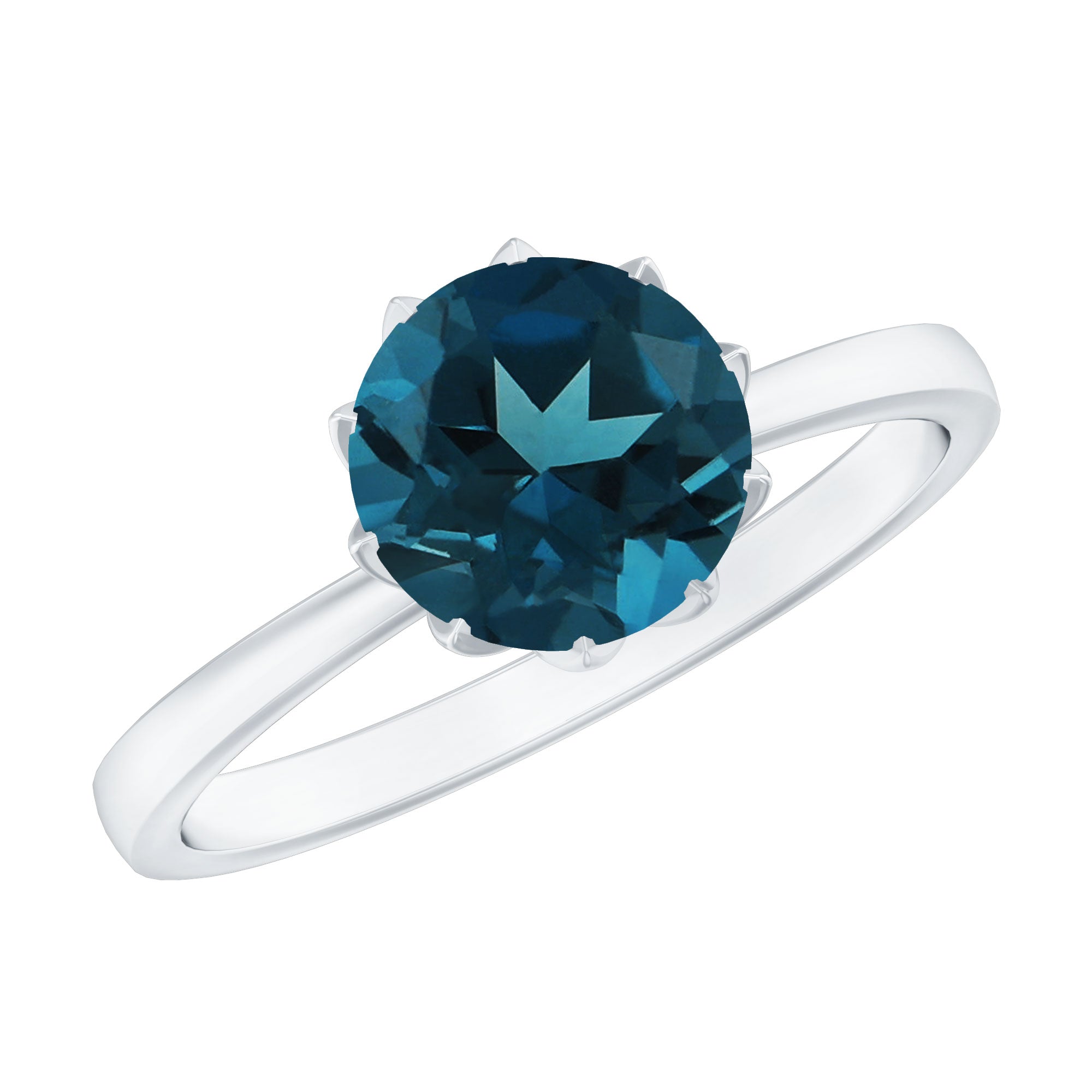 Lotus Basket Set Solitaire London Blue Topaz Engagement Ring