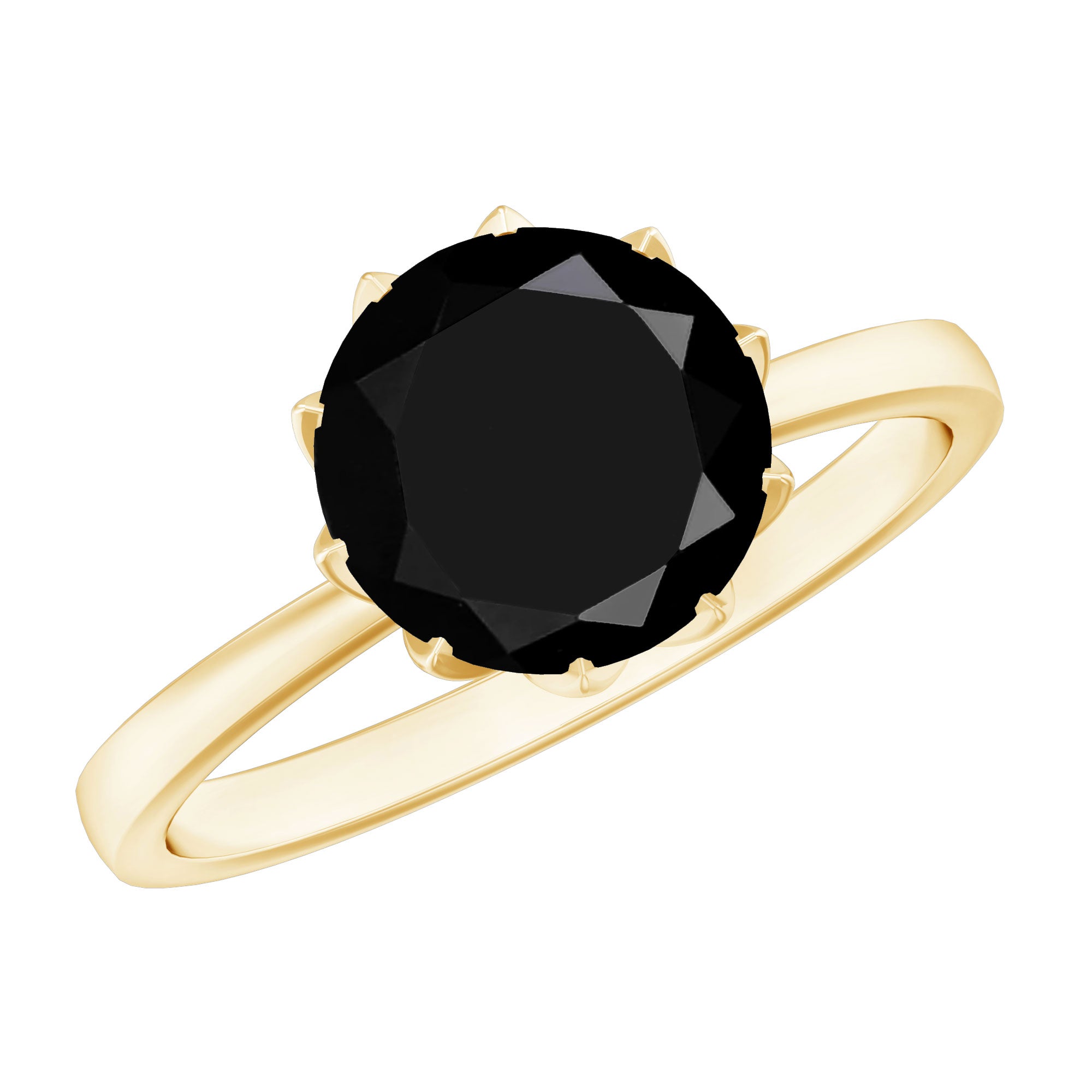 Natural 2.68 Carat Black Spinel Solitaire Engagement Ring AAA - Rosec Jewels
