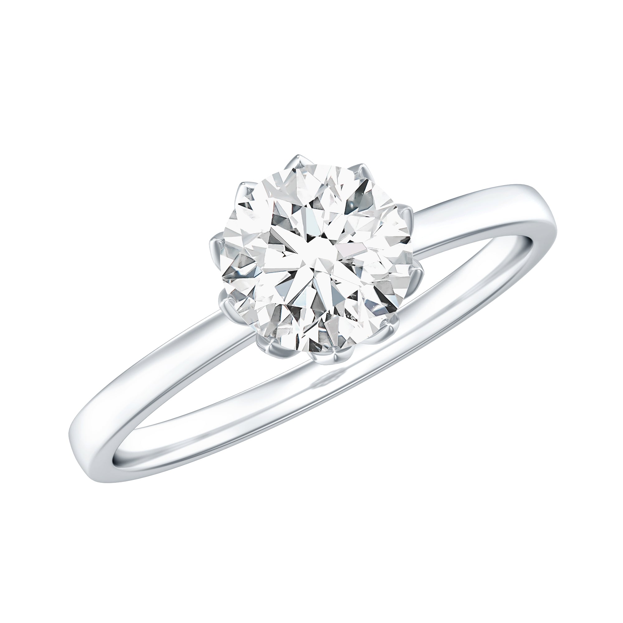 1 CT Moissanite Solitaire Ring in Lotus Basket Setting