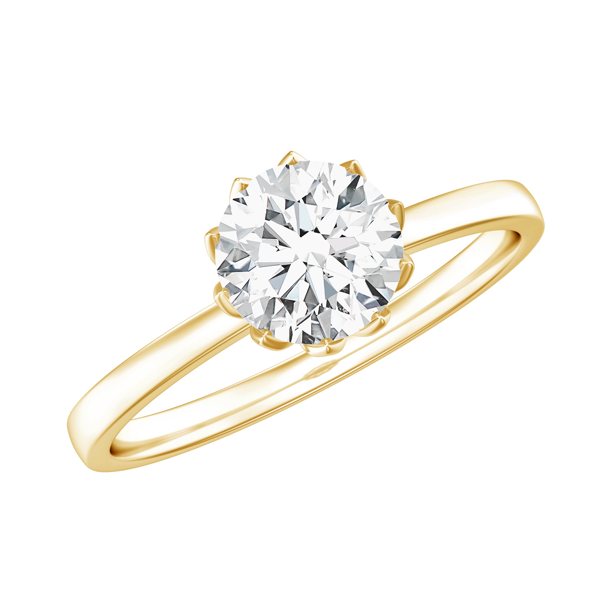 0.9 Carat Moissanite Solitaire Ring in Lotus Basket Setting D-VS1 - Rosec Jewels