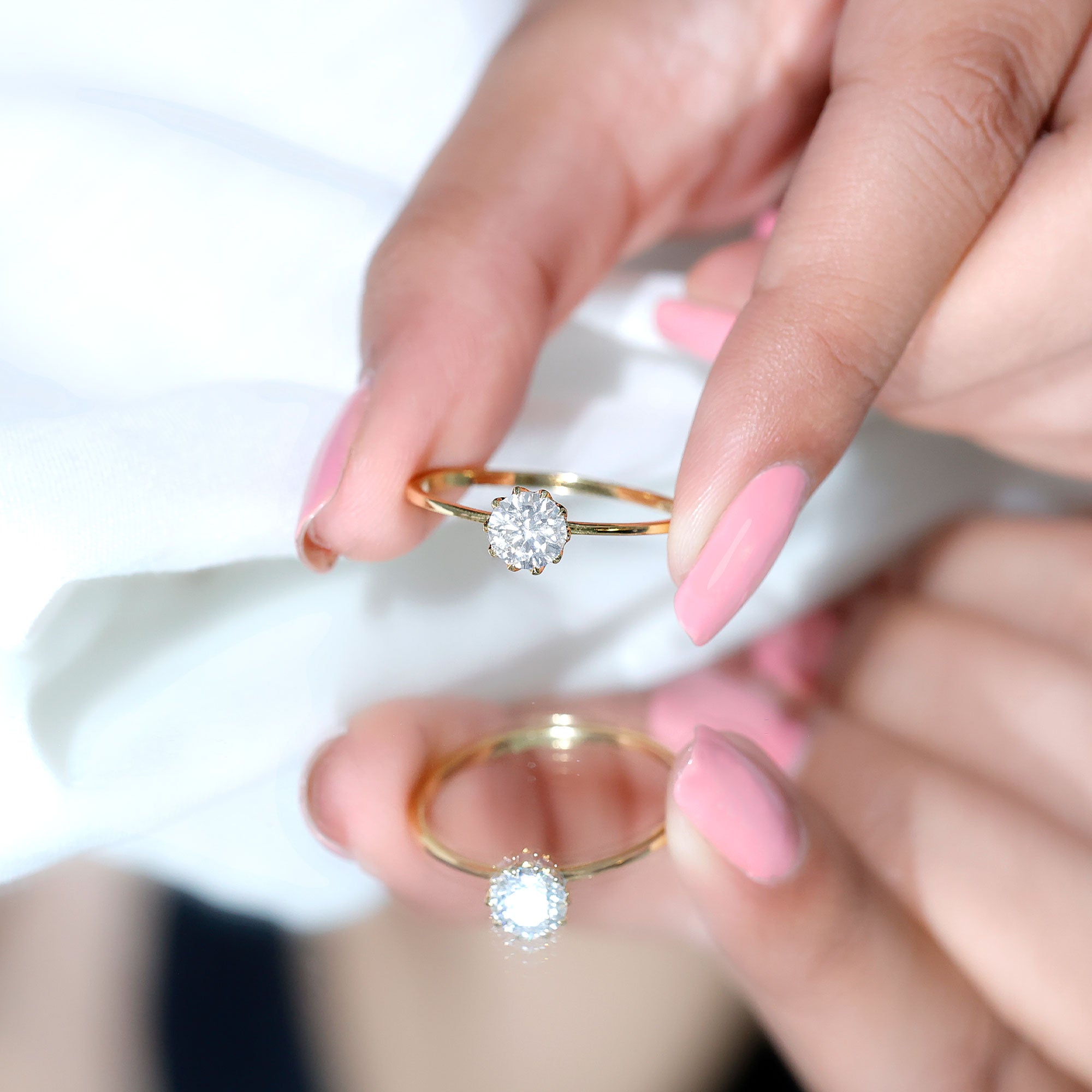 1 CT Moissanite Solitaire Ring in Lotus Basket Setting D-VS1 - Rosec Jewels
