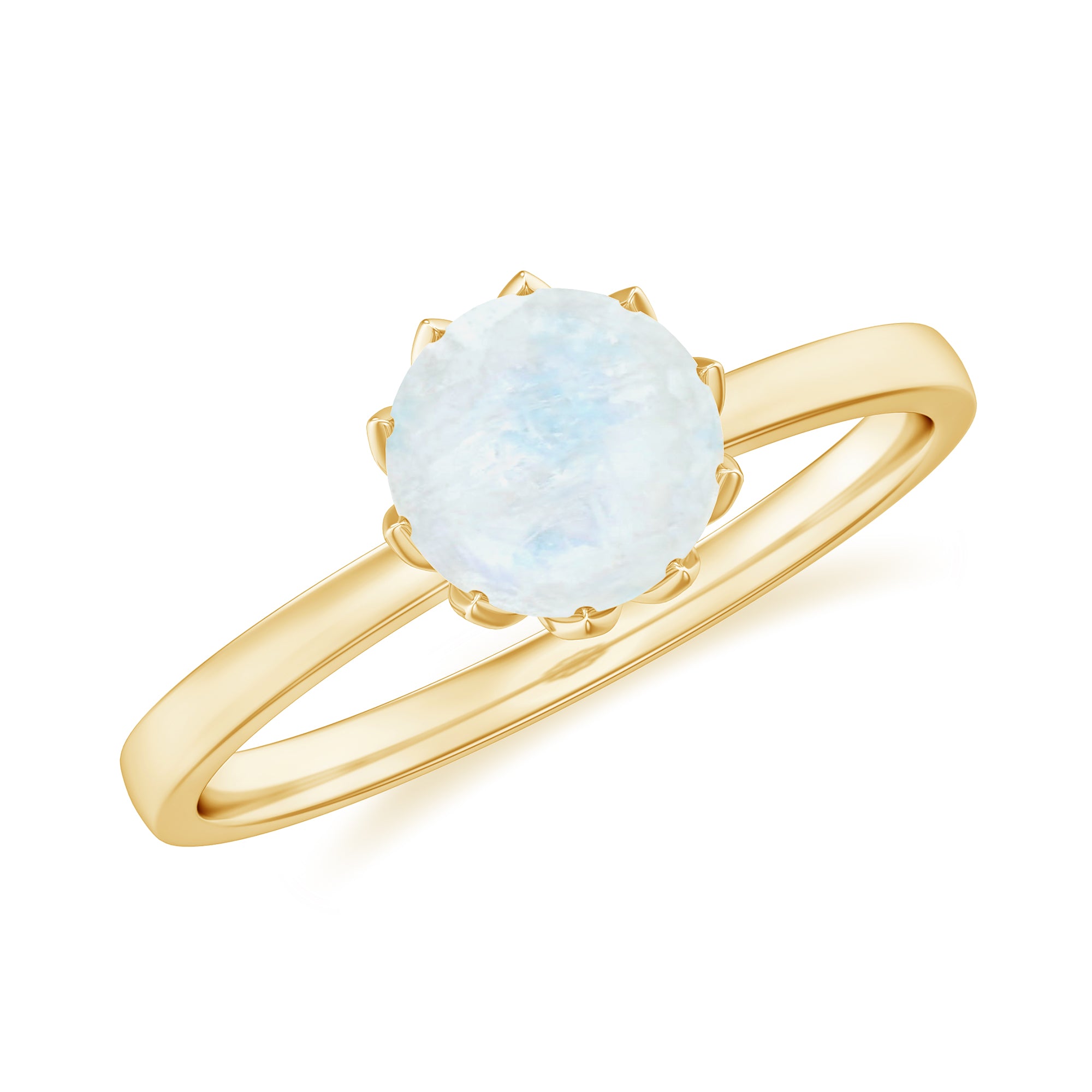 Natural Moonstone Solitaire Ring in Lotus Basket Setting AAA - Rosec Jewels