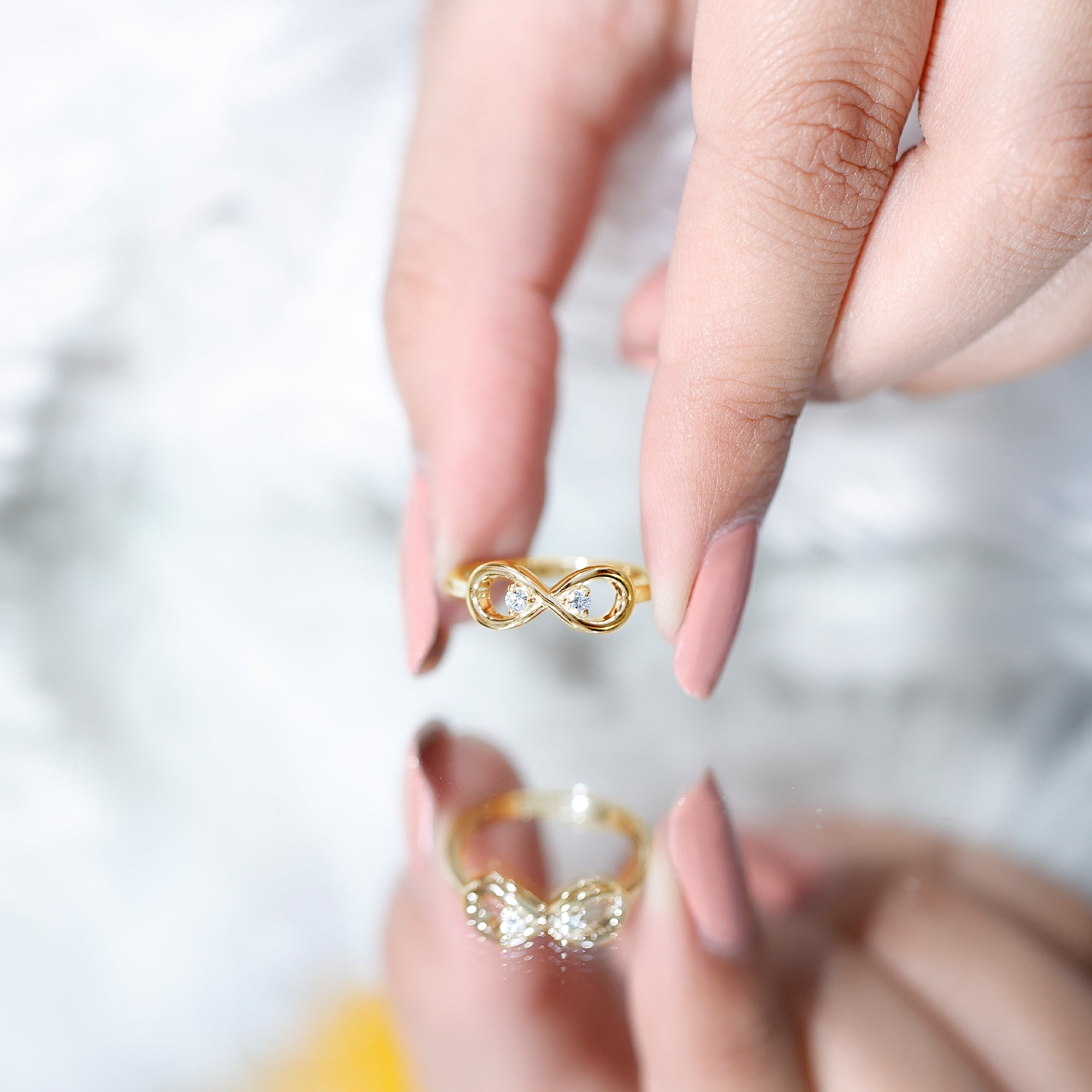 Minimalist Moissanite Infinity Promise Ring D-VS1 - Rosec Jewels