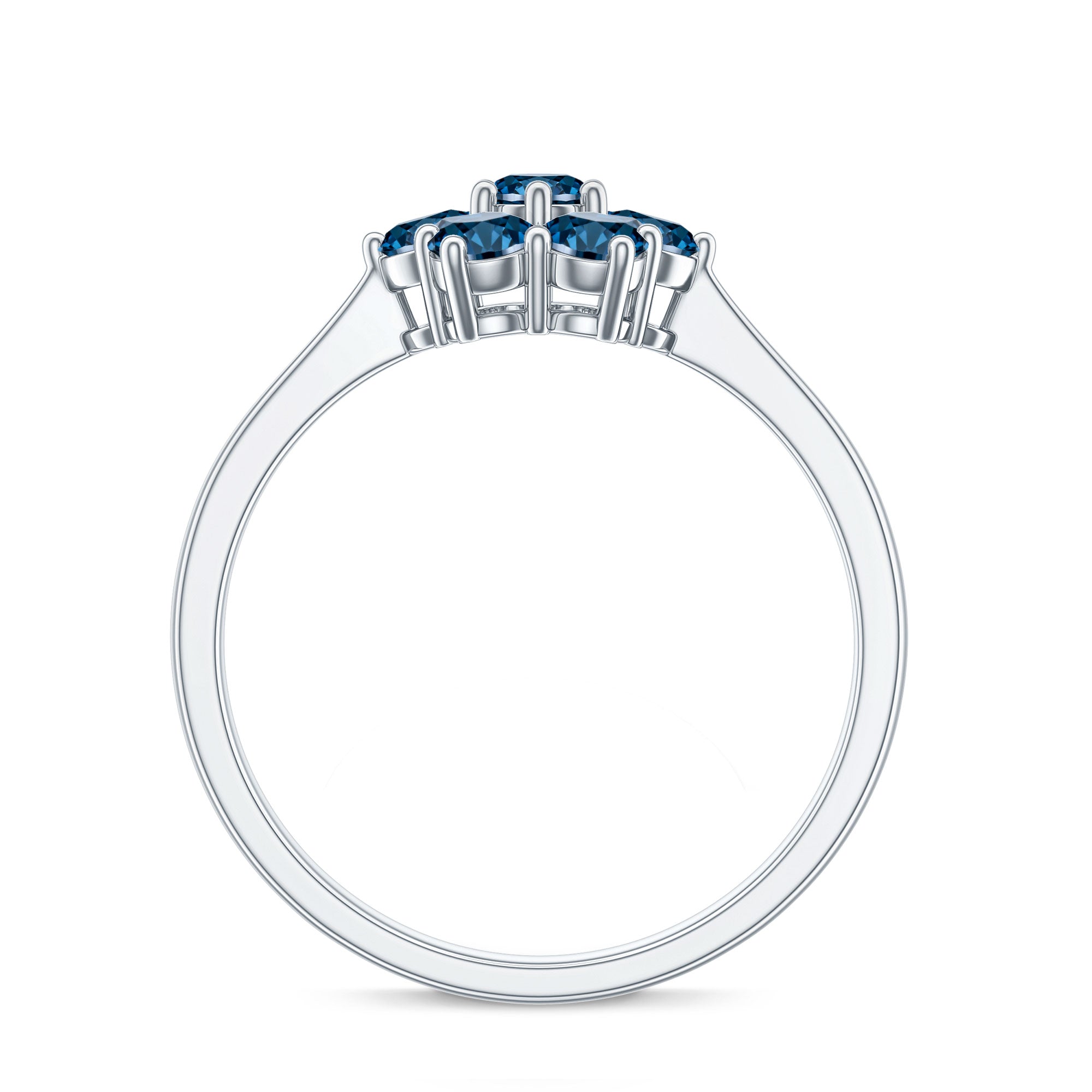 Genuine London Blue Topaz Flower Engagement Ring With Certificate AAA - Rosec Jewels