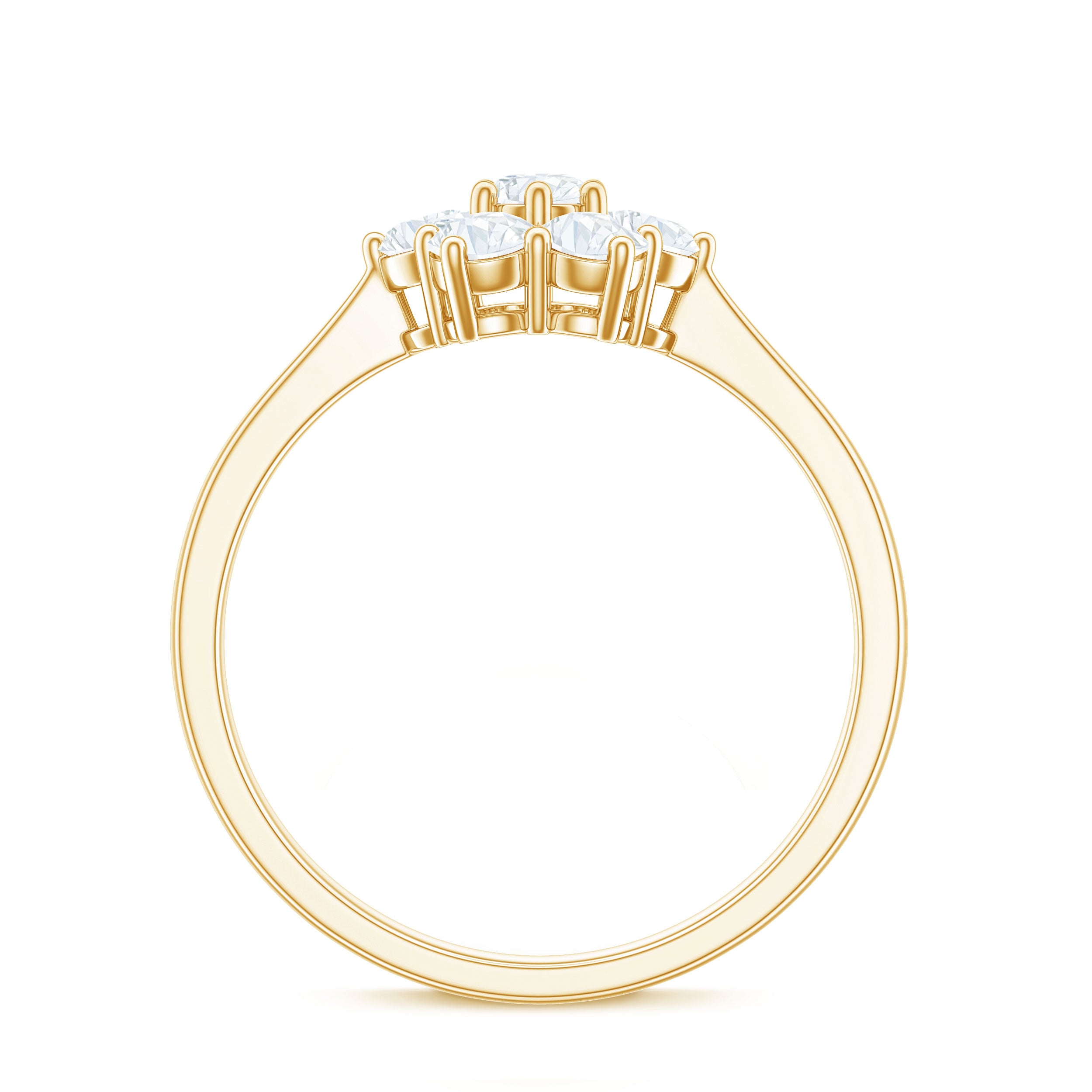 Rosec Jewels-Round Shape Moissanite Cluster Flower Engagement Ring