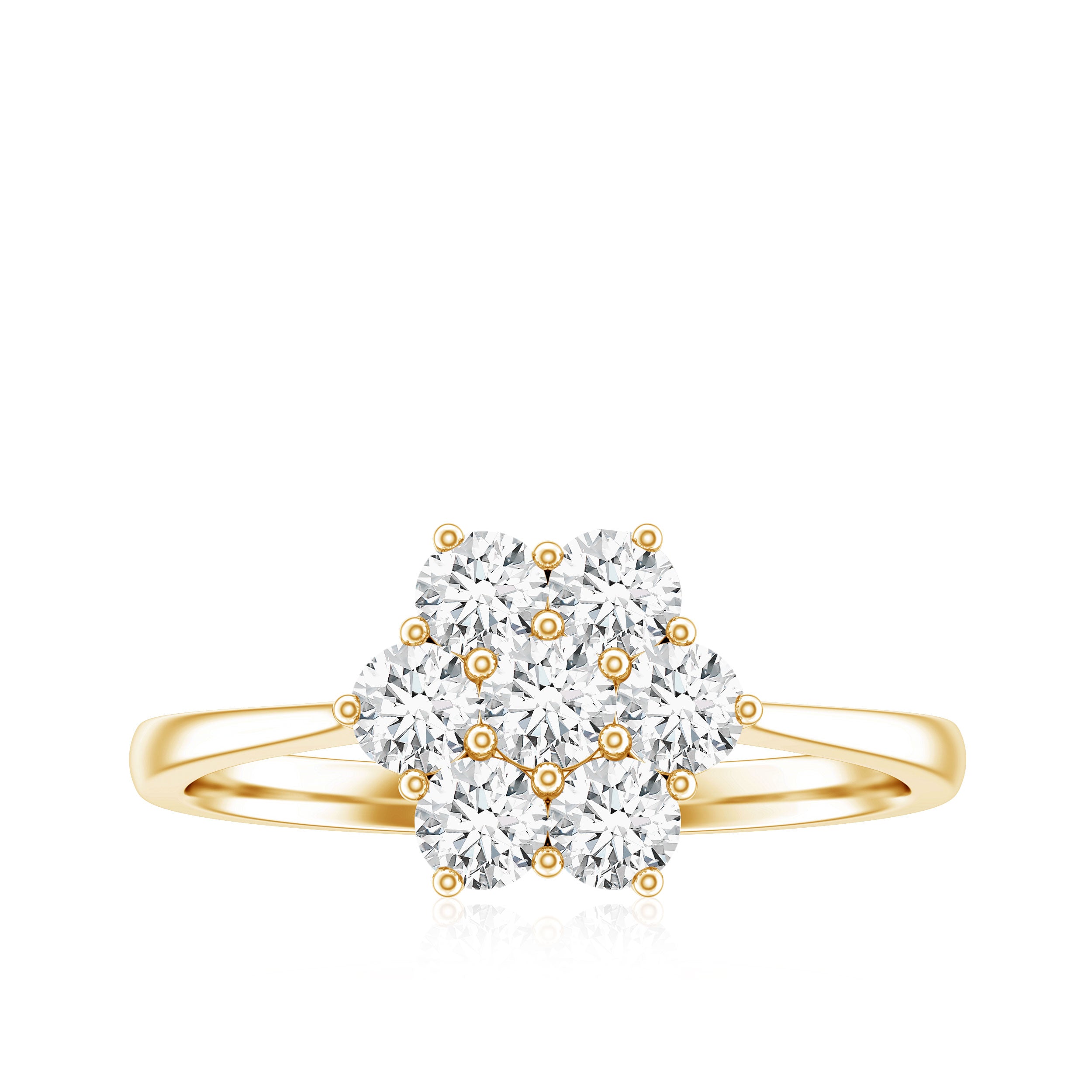Rosec Jewels-Round Shape Moissanite Cluster Flower Engagement Ring