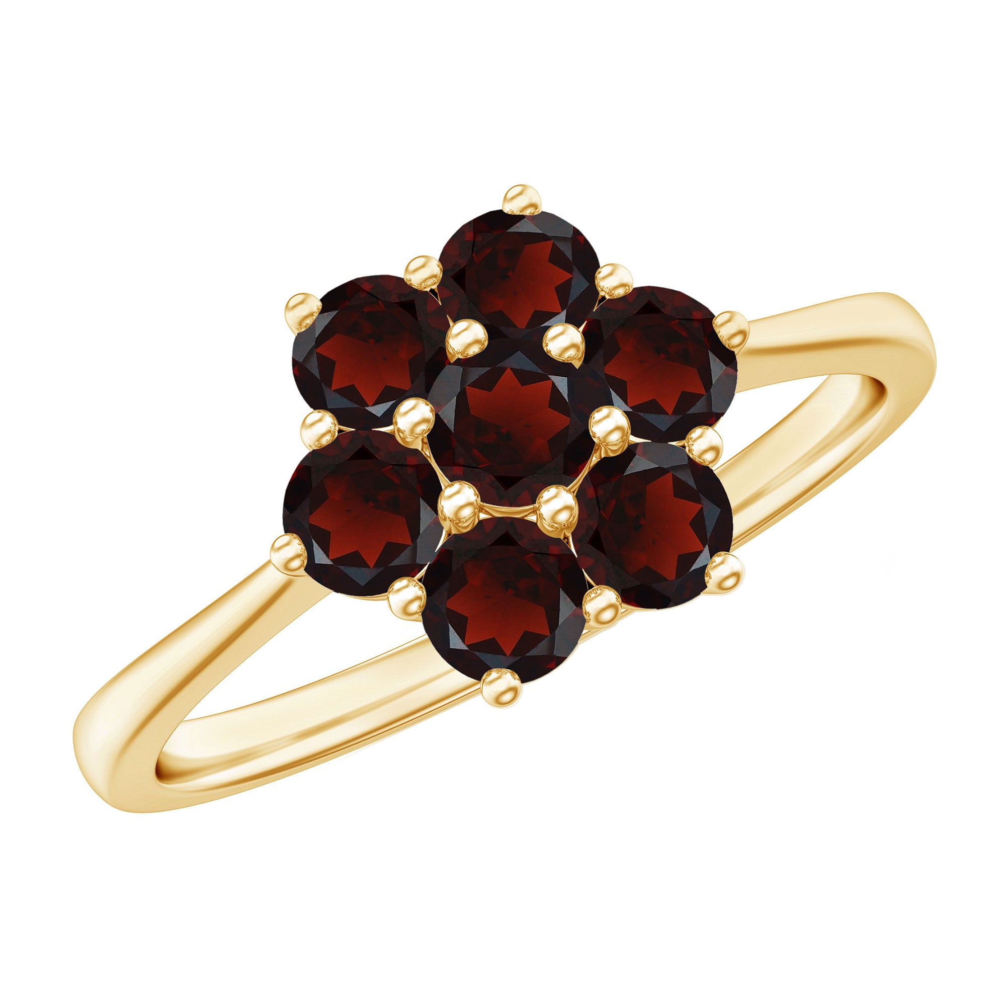 Natural Garnet Flower Cluster Engagement Ring AAA - Rosec Jewels