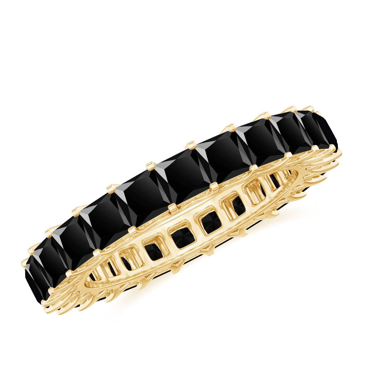 Princess Cut Black Onyx Full Eternity Wedding Band AAA - Rosec Jewels