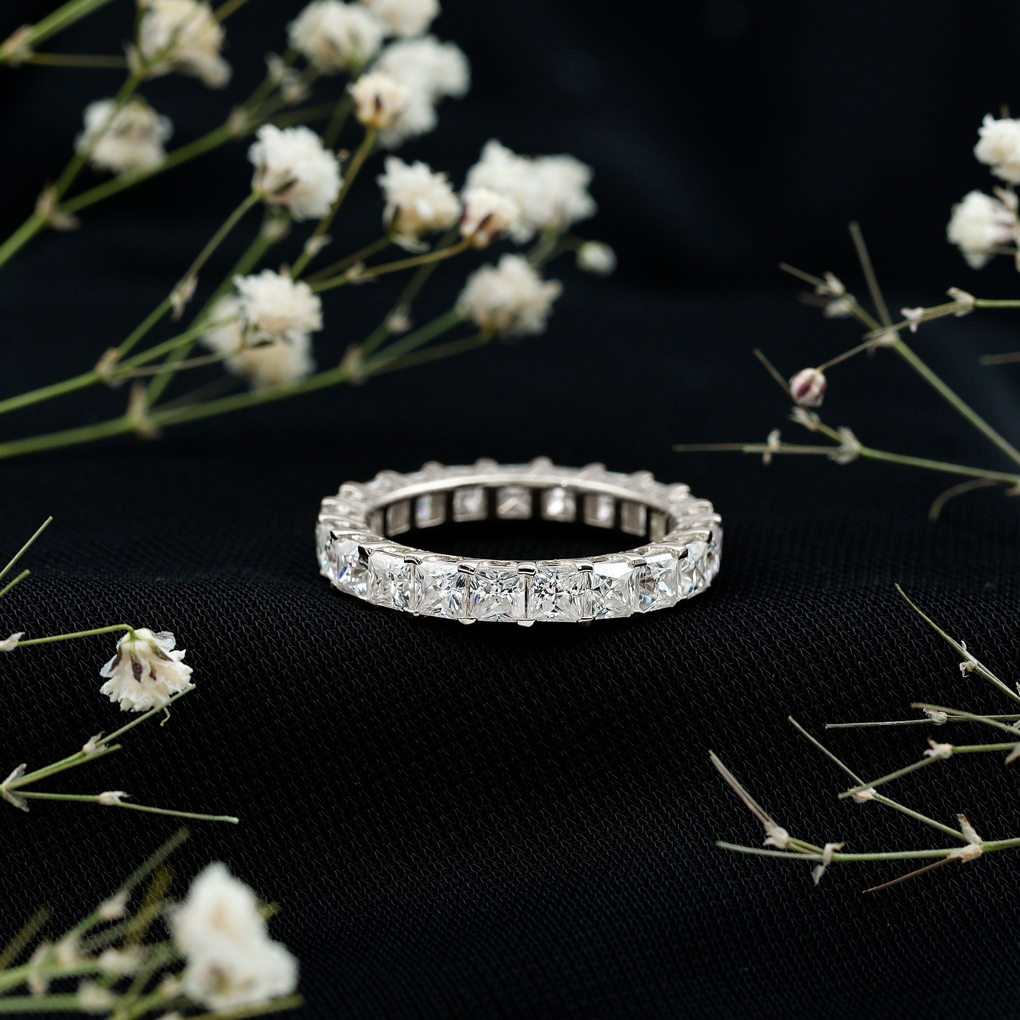 Princess Cut Moissanite Full Eternity Band Ring D-VS1 - Rosec Jewels
