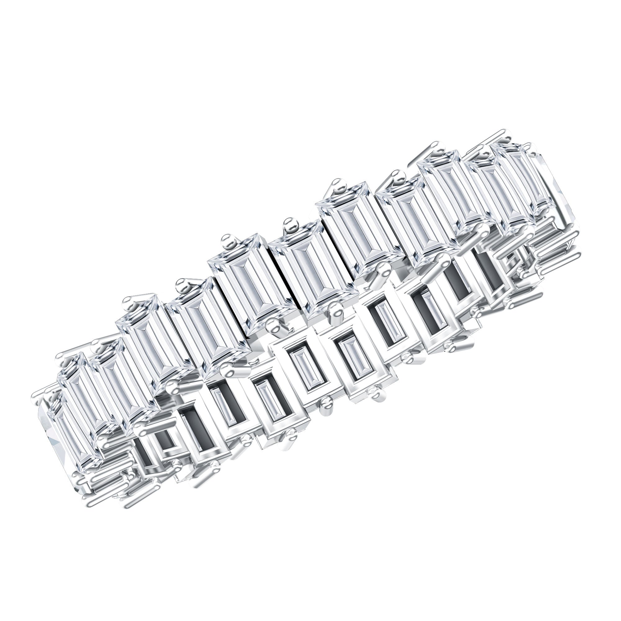 Baguette Shape Moissanite Eternity Wedding Band D-VS1 - Rosec Jewels