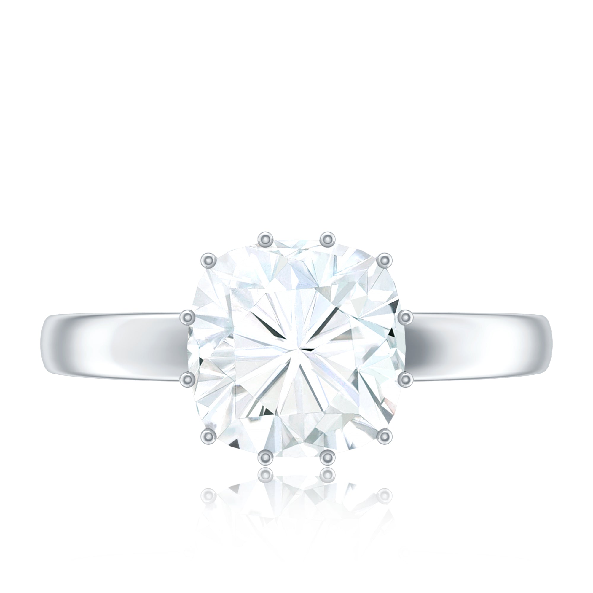 Certified 8 MM Cushion Cut Moissanite Solitaire Engagement Ring D-VS1 - Rosec Jewels