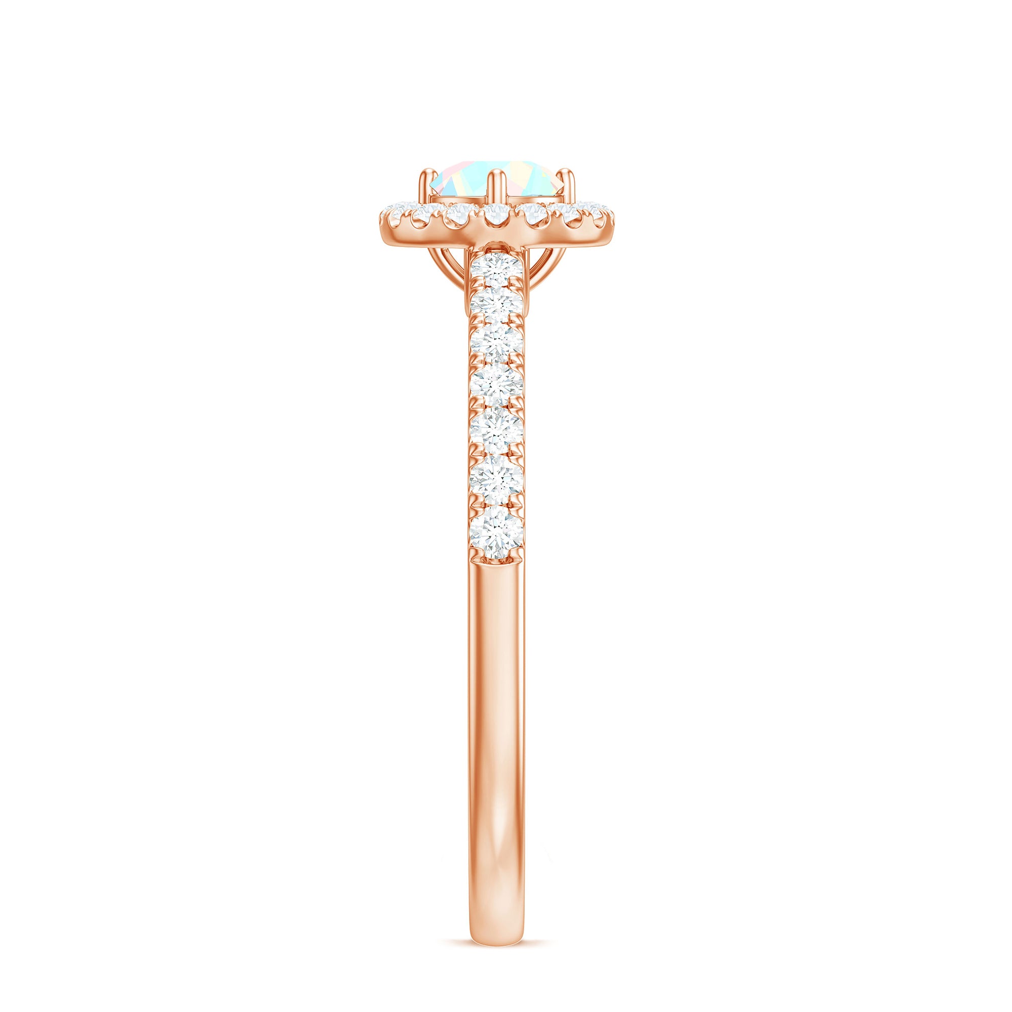 Natural Ethiopian Opal Diamond Engagement Ring with Halo AAA - Rosec Jewels