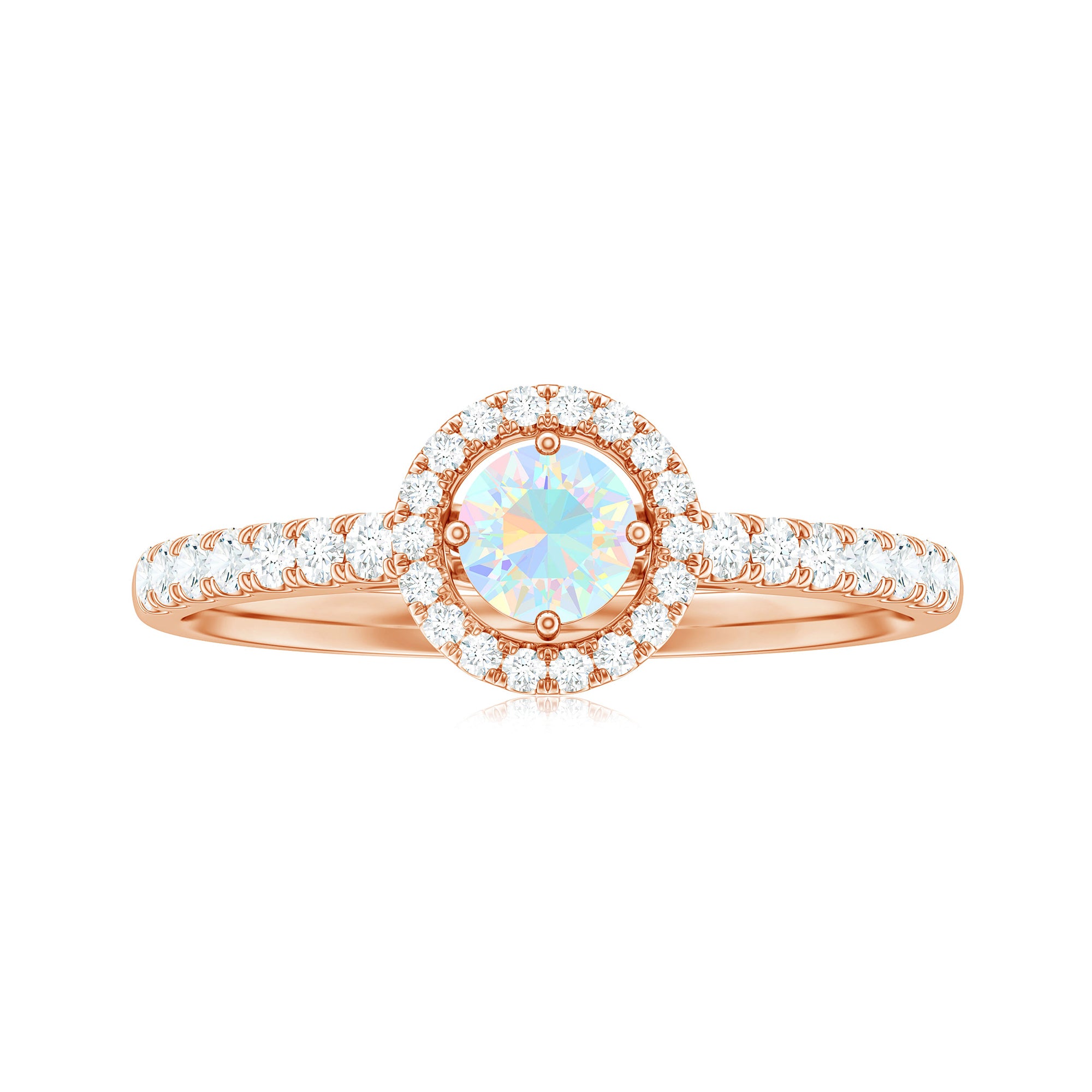 Natural Ethiopian Opal Diamond Engagement Ring with Halo AAA - Rosec Jewels